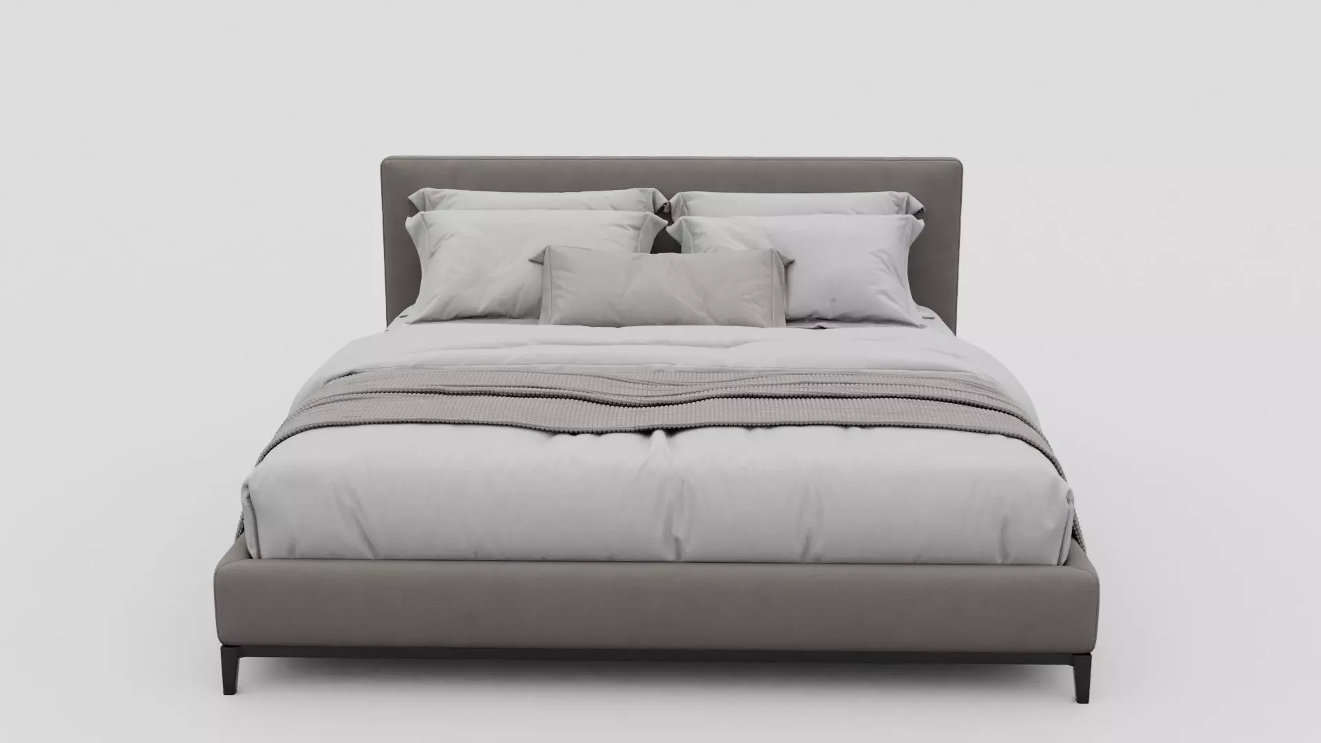 Gray Color Bed 3D model_0