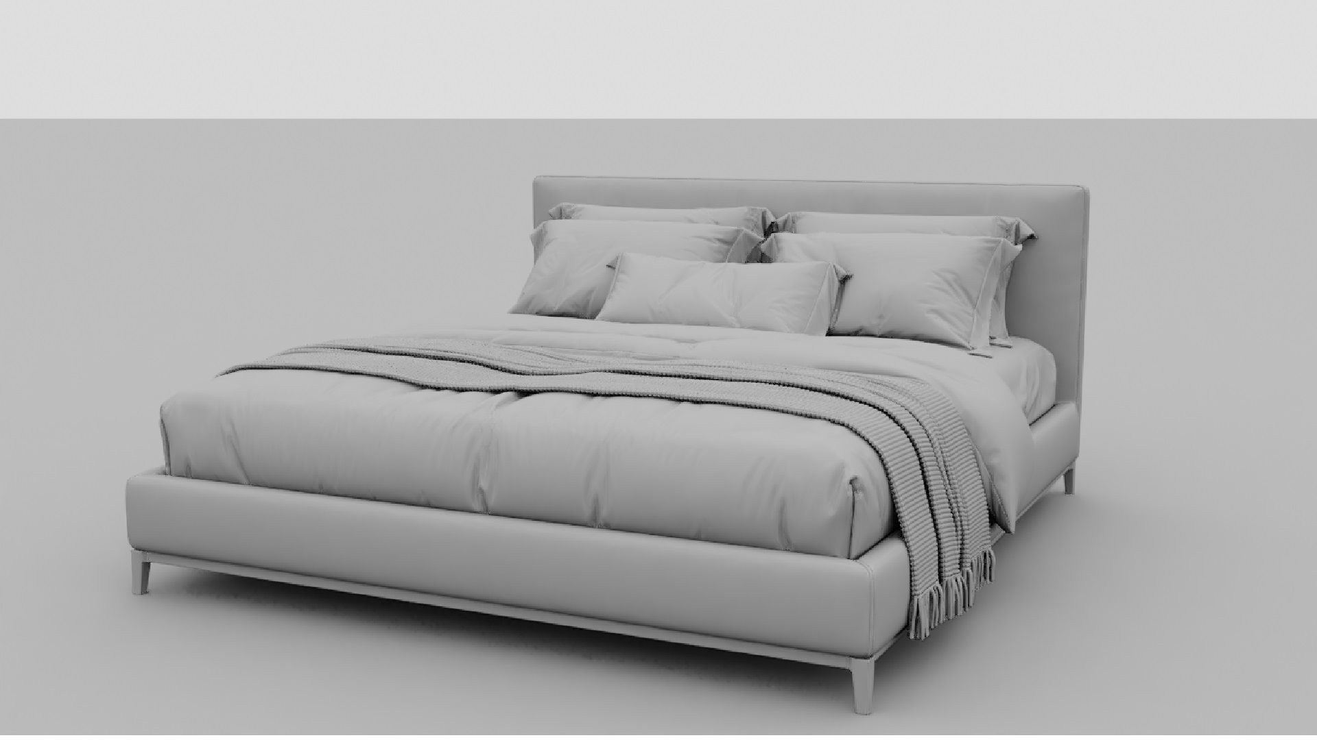 Gray Color Bed 3D model_7