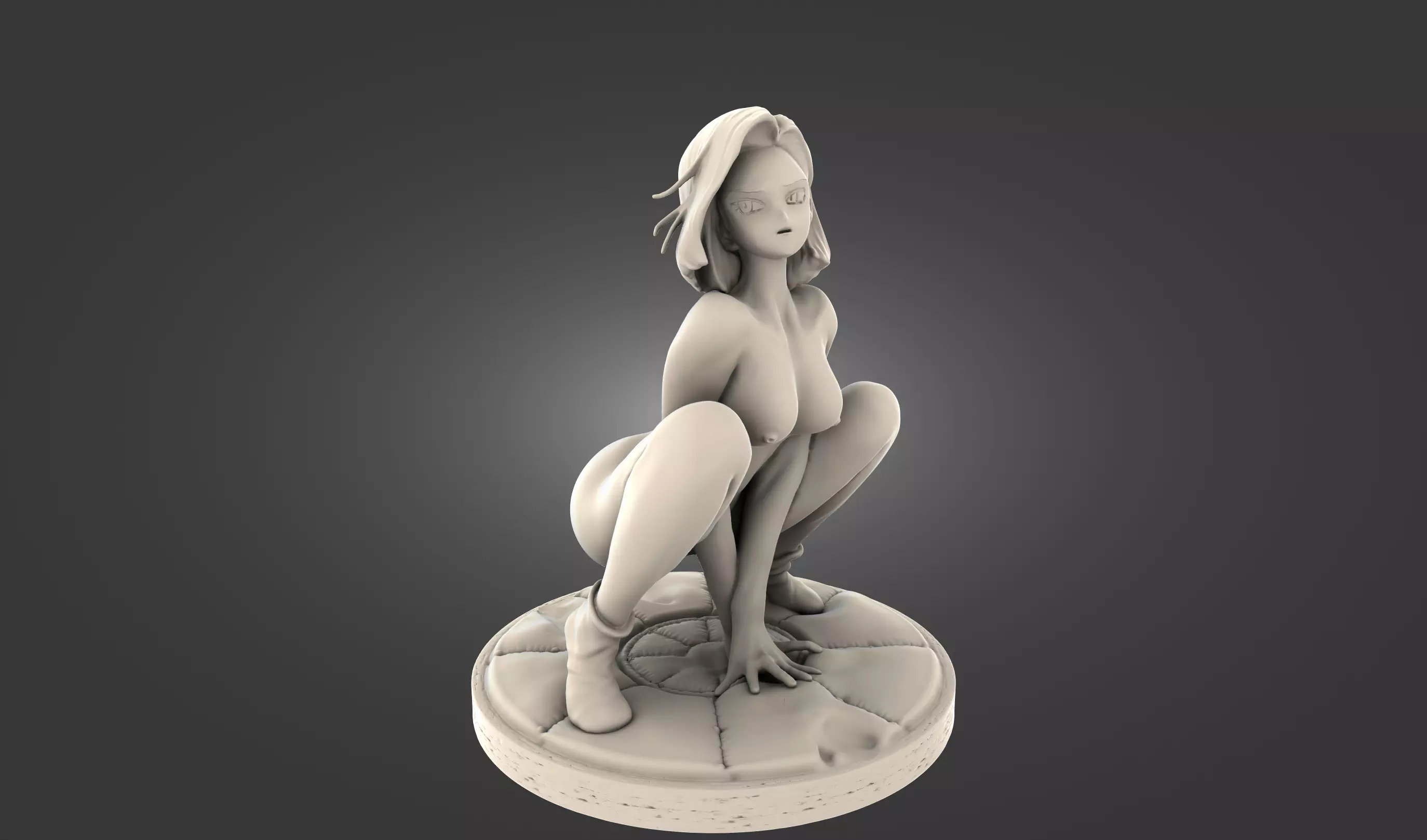 Android 18 Naked Squat 3D STL Model 3D print model_0