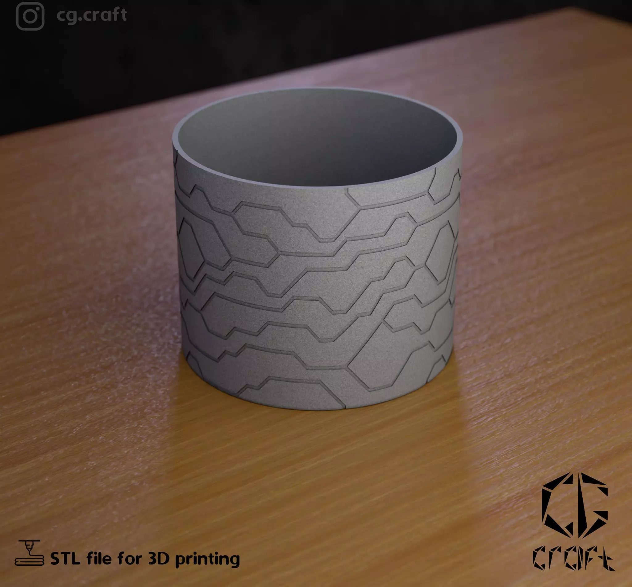  A pot with a tech pattern 3D print model_0