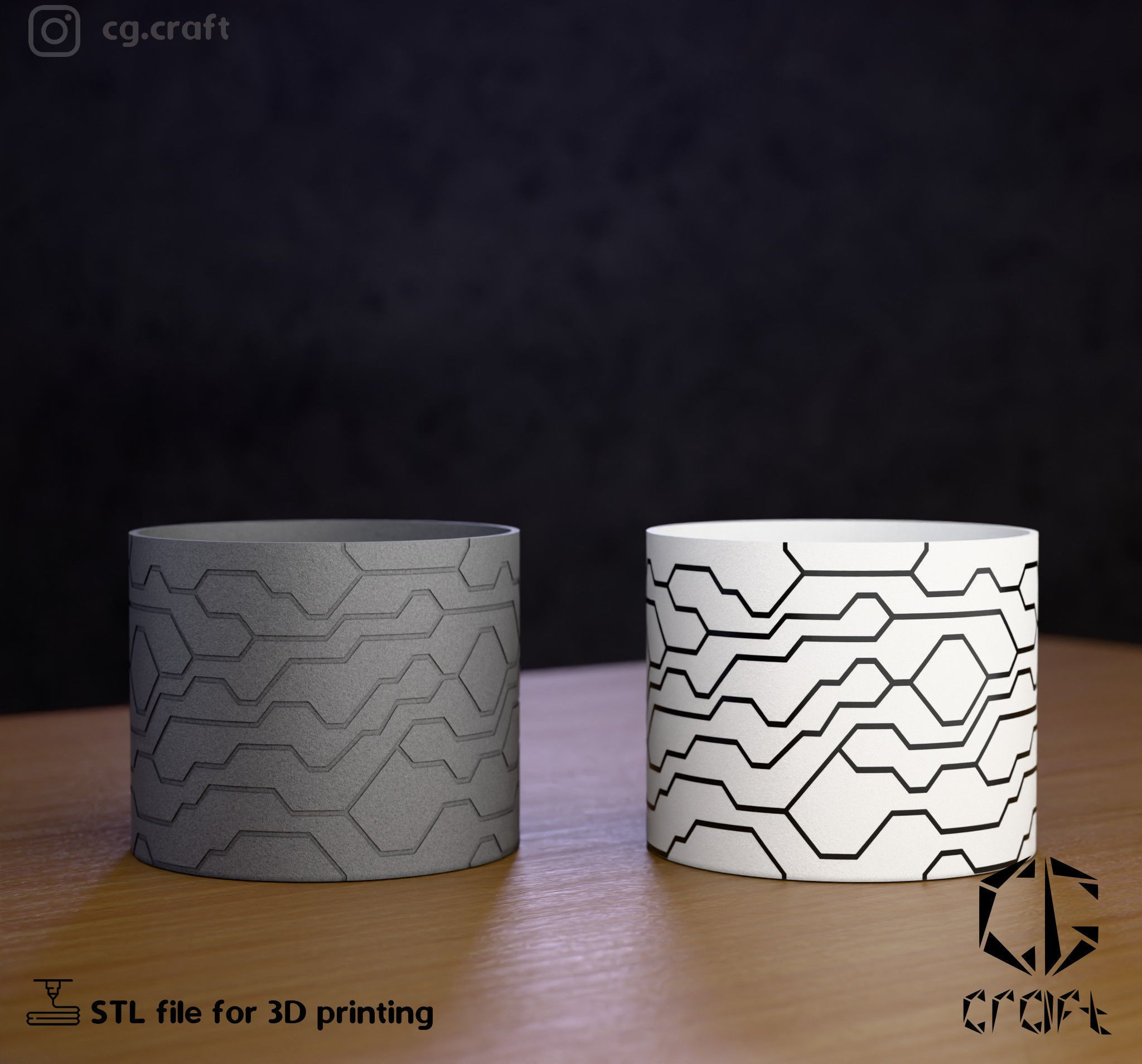  A pot with a tech pattern 3D print model_2