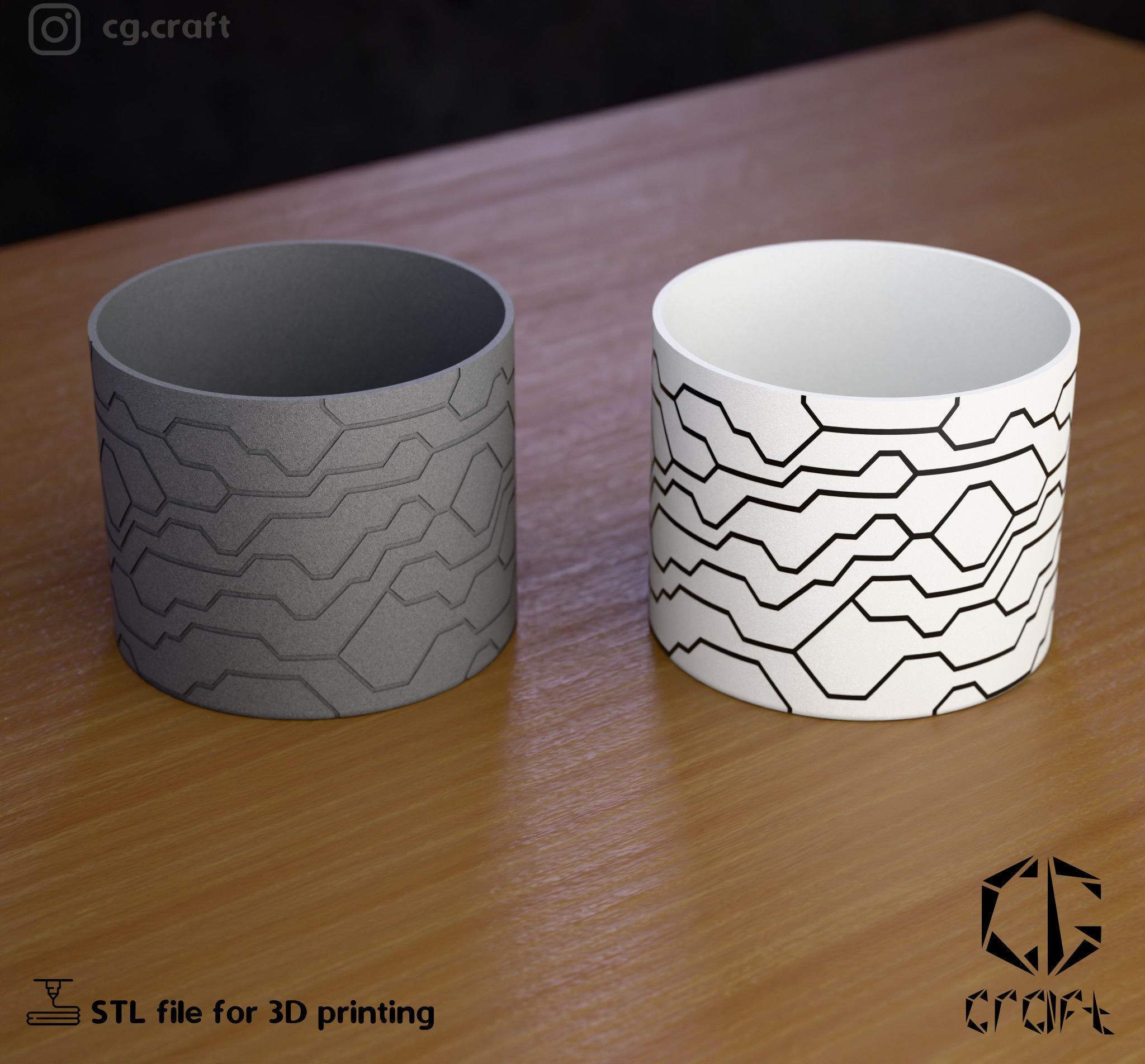  A pot with a tech pattern 3D print model_1