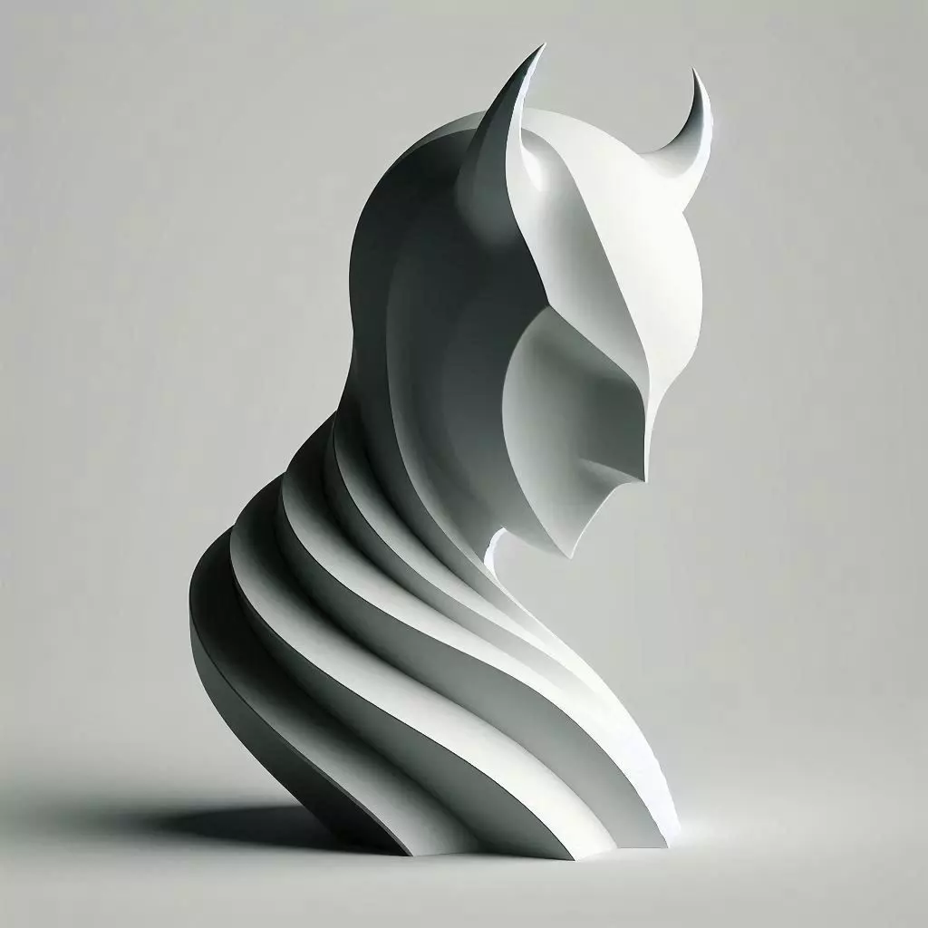 Minimalist Devil Sculpture Sleek Abstract 3D print model_0