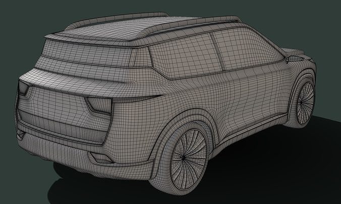 damaged crossover car 3D model 6