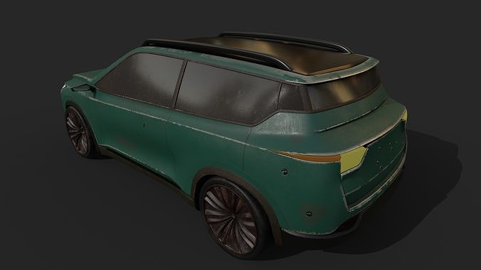 damaged crossover car 3D model 5