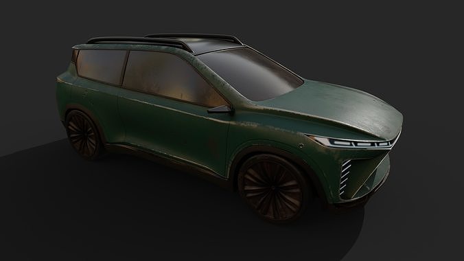 damaged crossover car 3D model 3