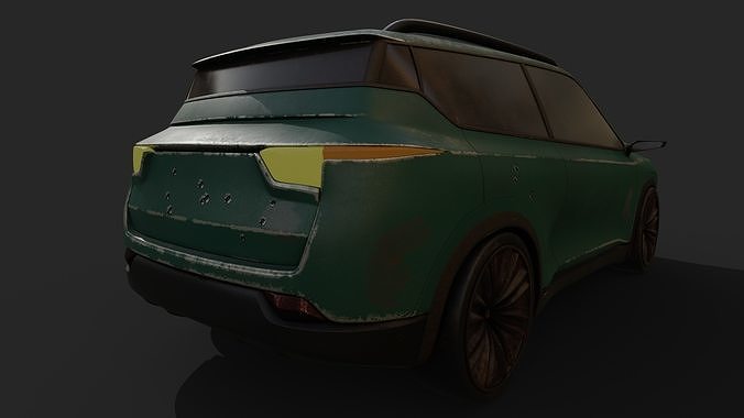 damaged crossover car 3D model 7