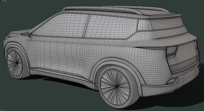 damaged crossover car 3D model 4