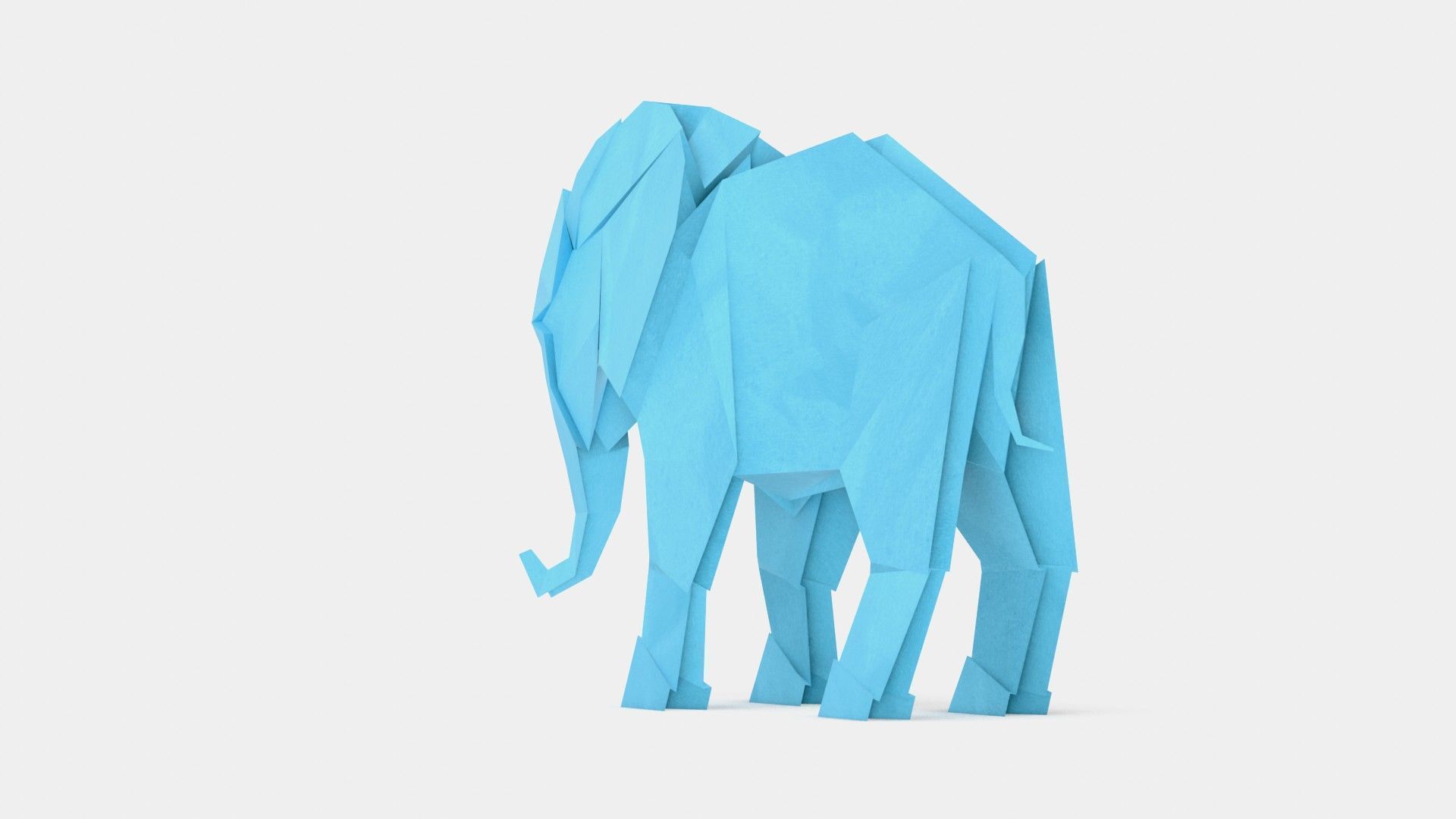 Origami Elephant Low-poly 3D model_5