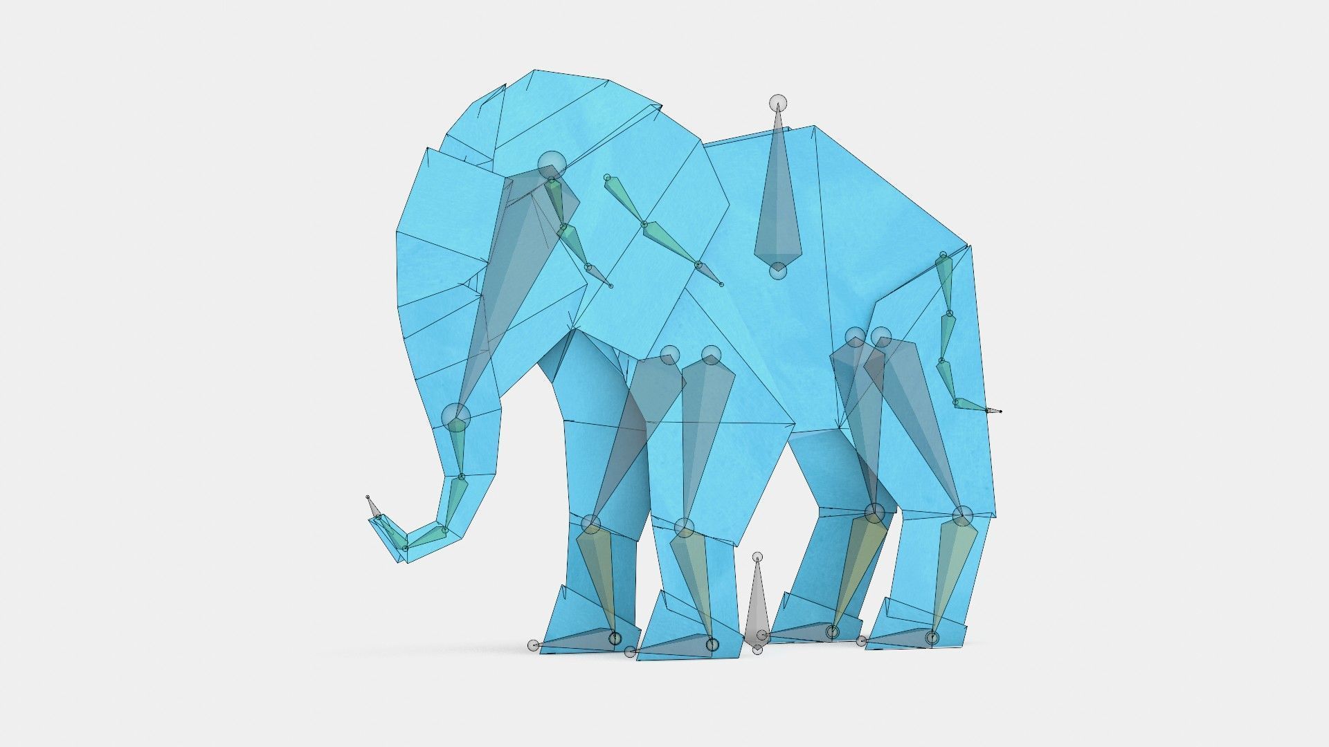 Origami Elephant Low-poly 3D model_13