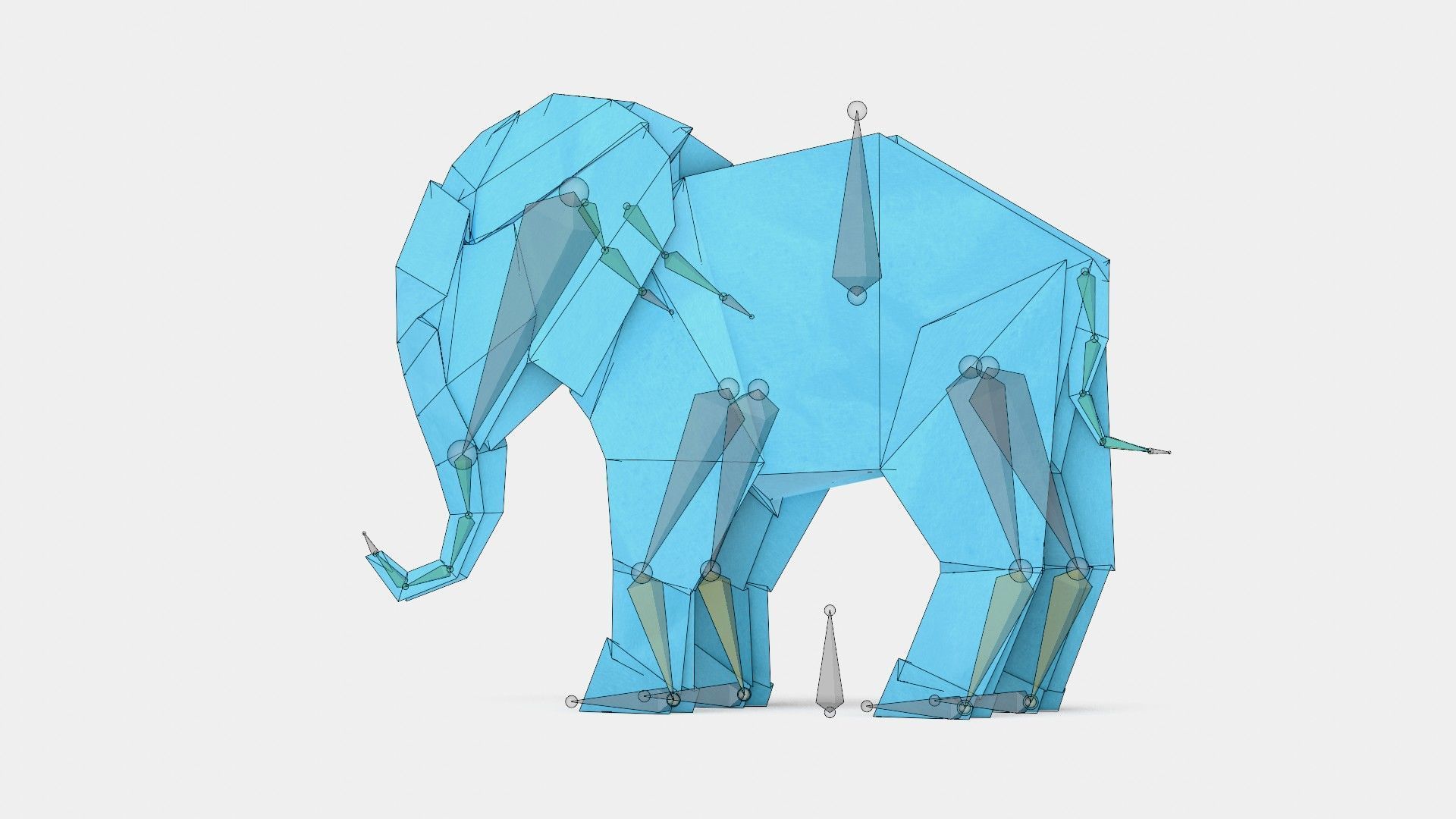 Origami Elephant Low-poly 3D model_21