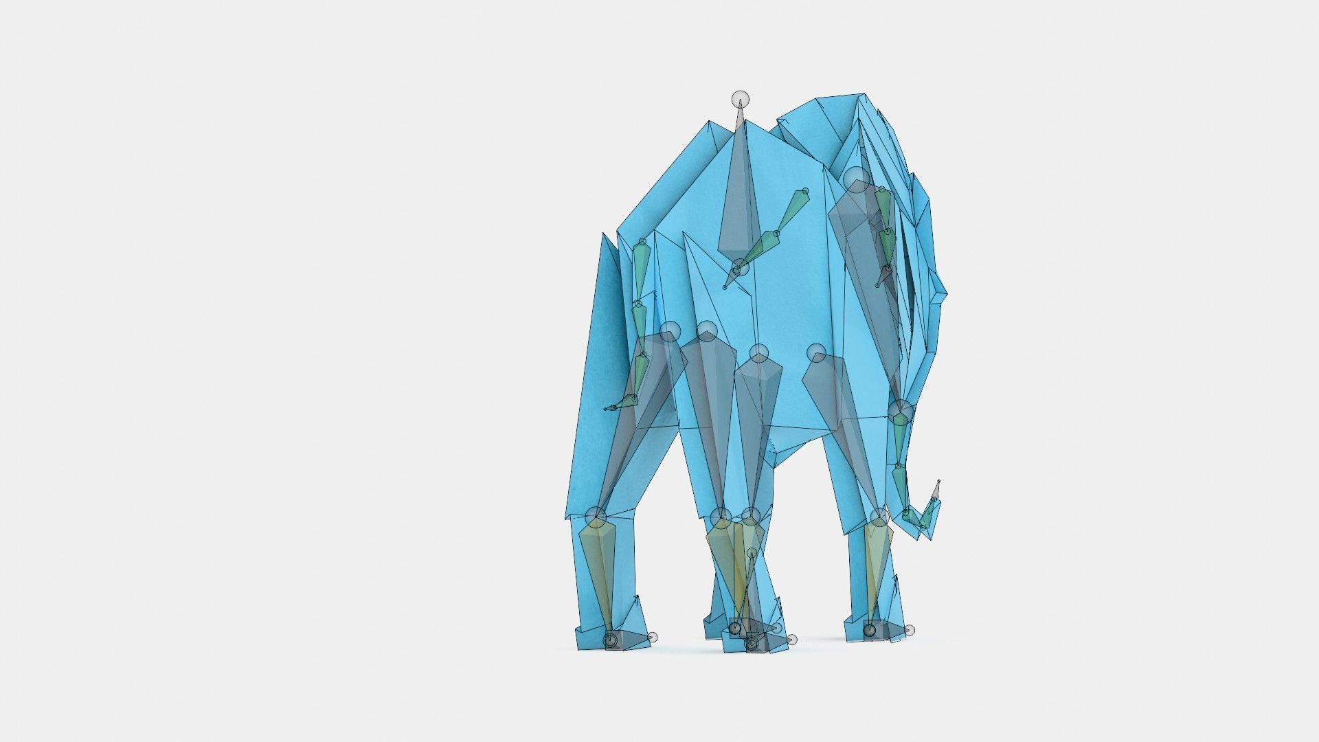 Origami Elephant Low-poly 3D model_19