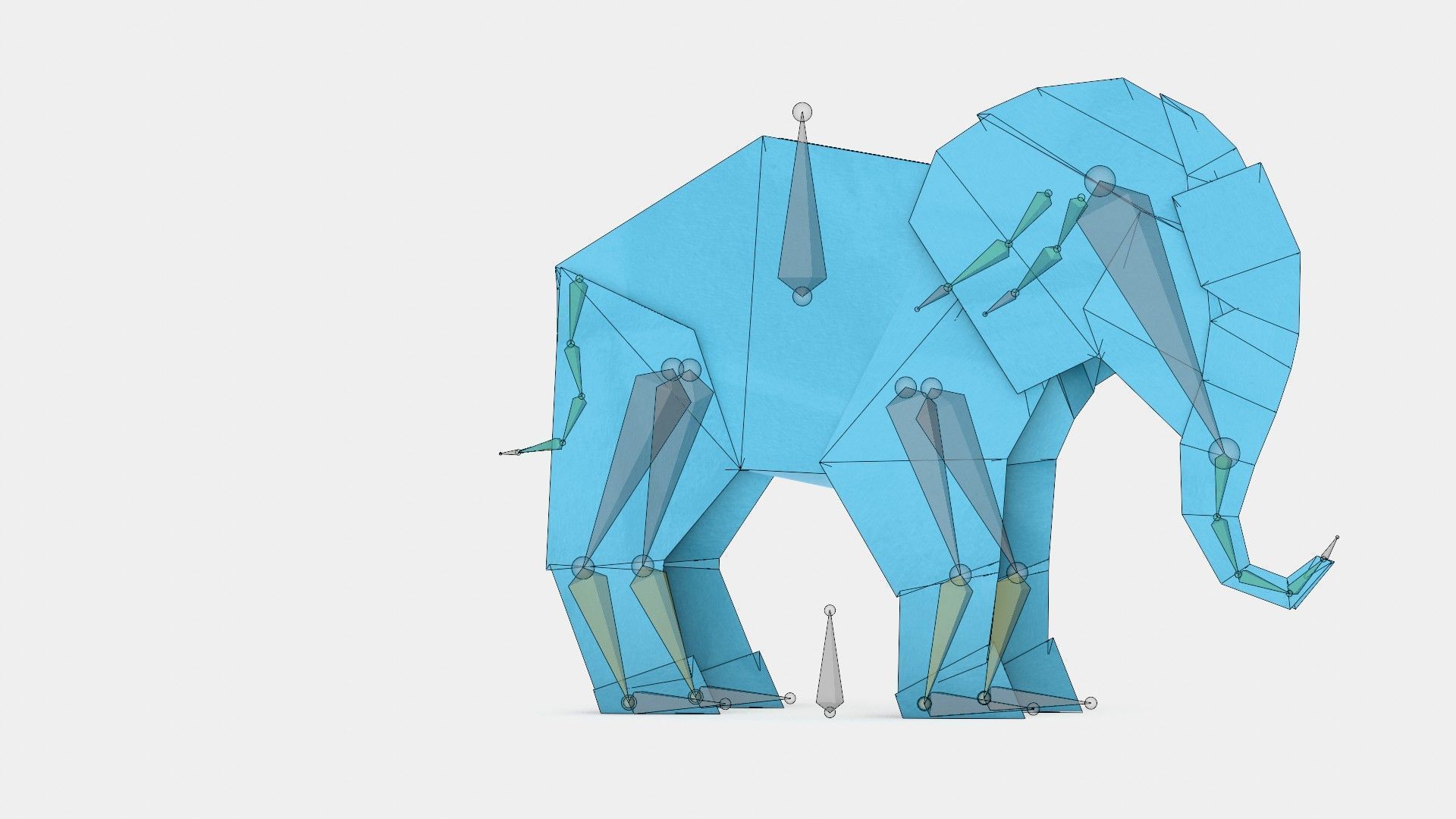 Origami Elephant Low-poly 3D model_17