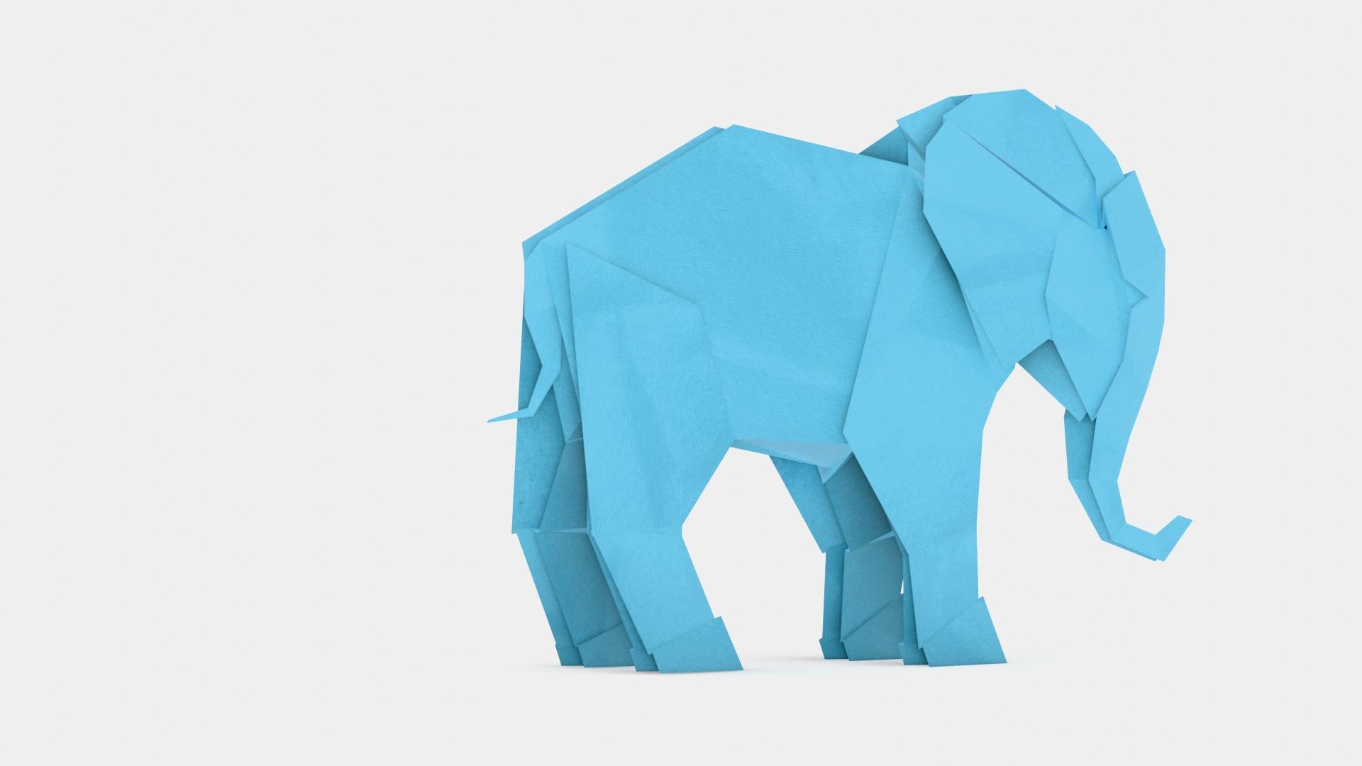 Origami Elephant Low-poly 3D model_7
