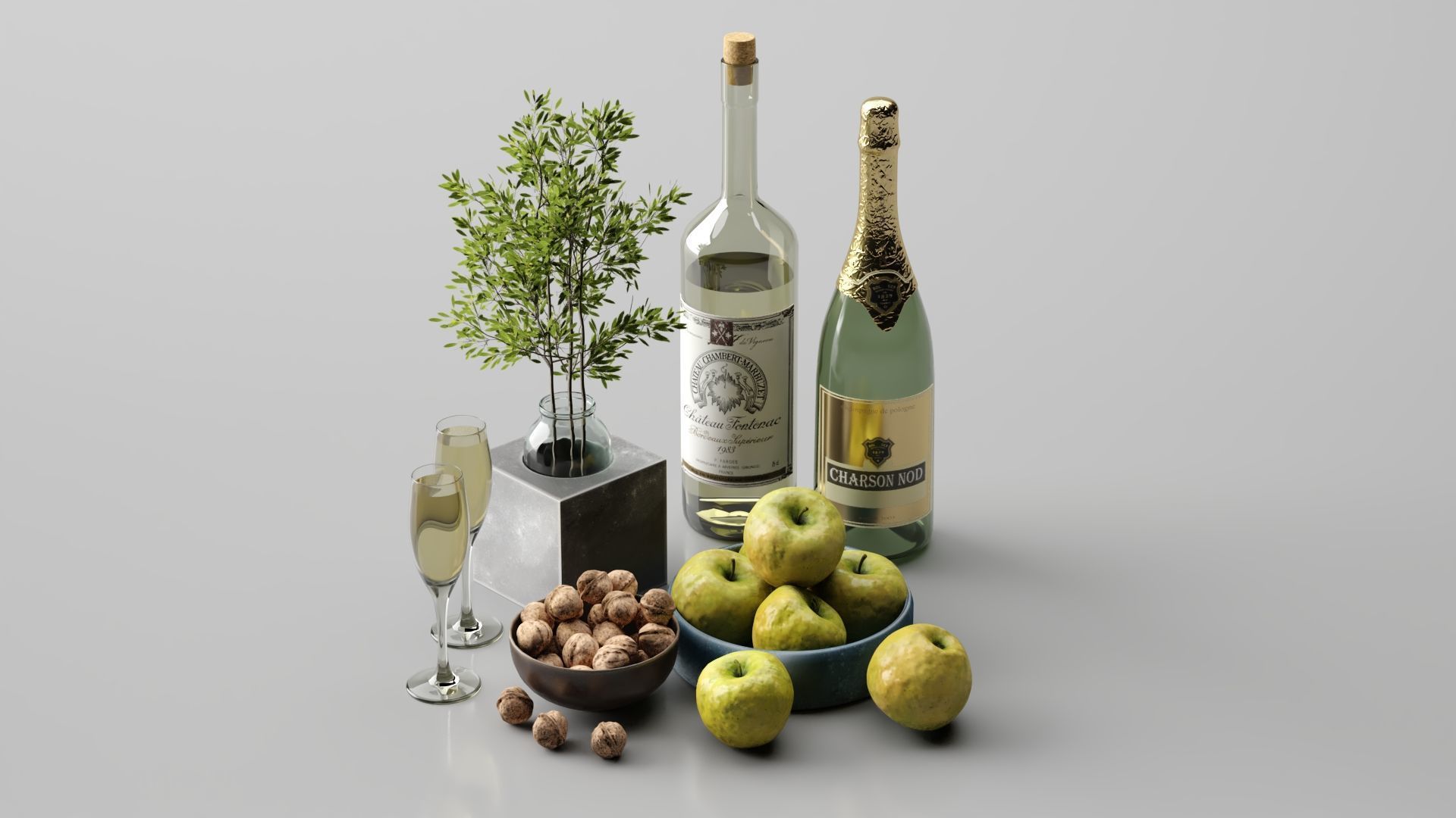 Apple Fruit Set 3D model_1