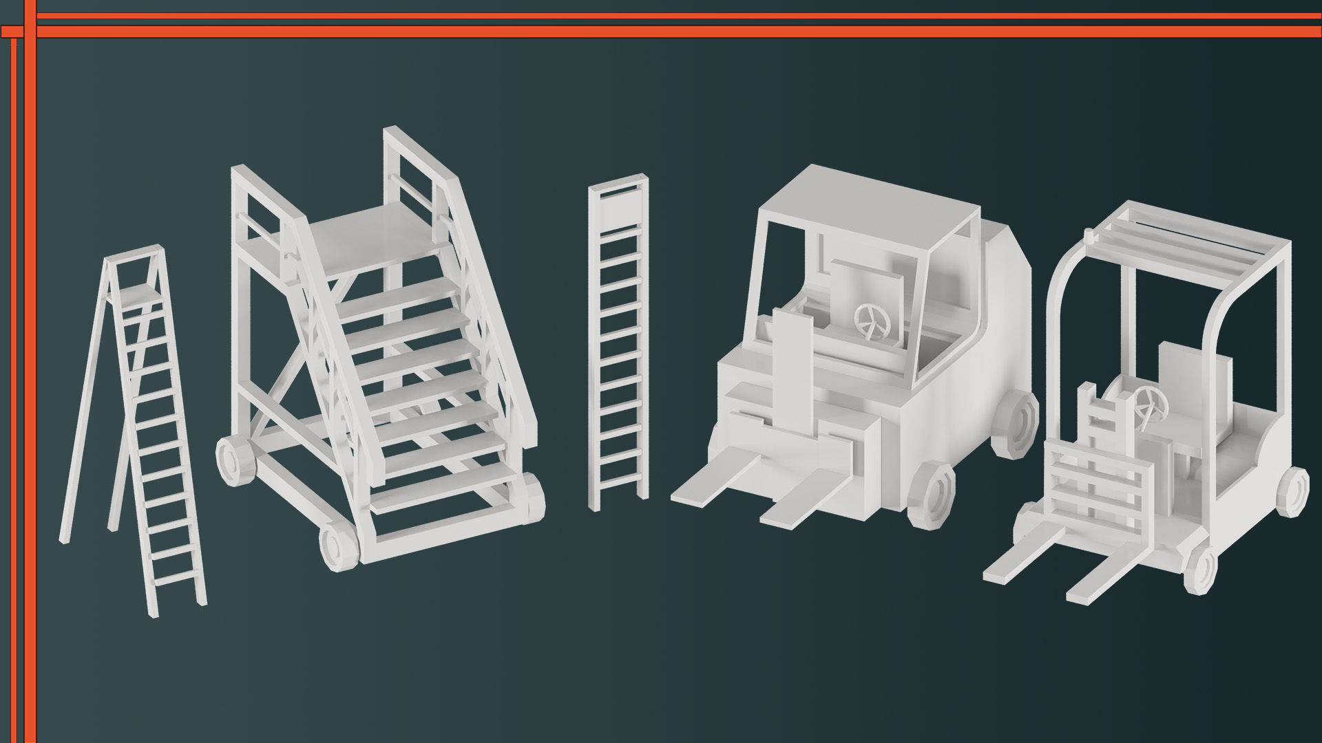 Low Poly Factory Equipment 3D model_2