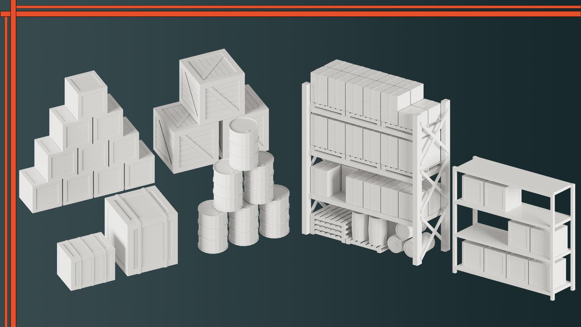 Low Poly Factory Equipment 3D model_1