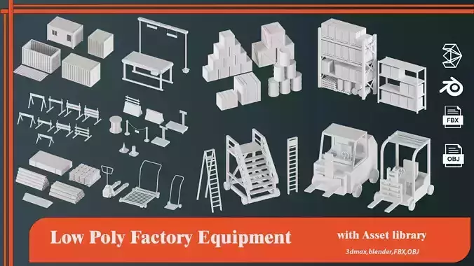 Low Poly Factory Equipment