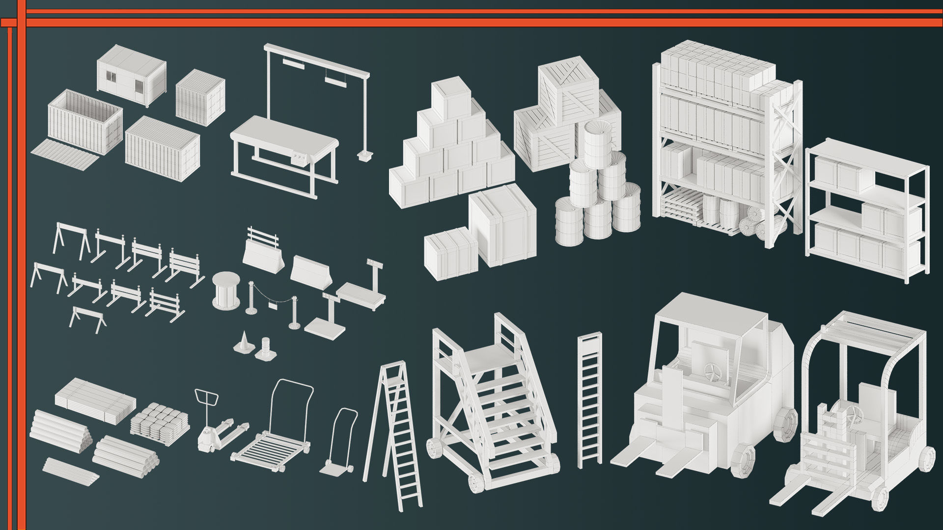Low Poly Factory Equipment 3D model_6