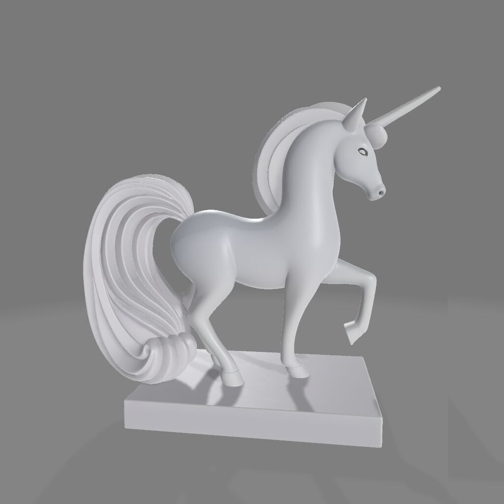 Minimalist Unicorn Statue Abstract 3D model_1