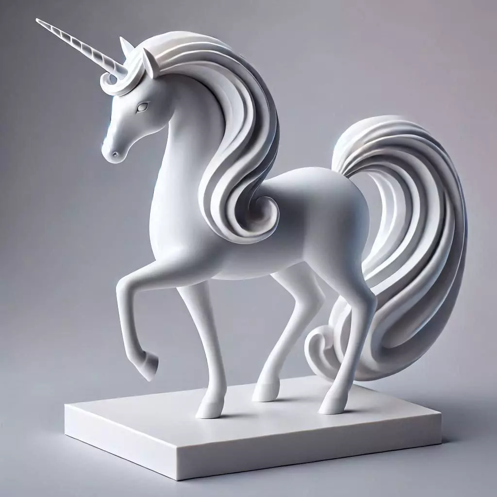 Minimalist Unicorn Statue Abstract 3D model_0