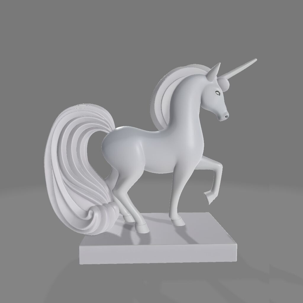 Minimalist Unicorn Statue Abstract 3D model_3