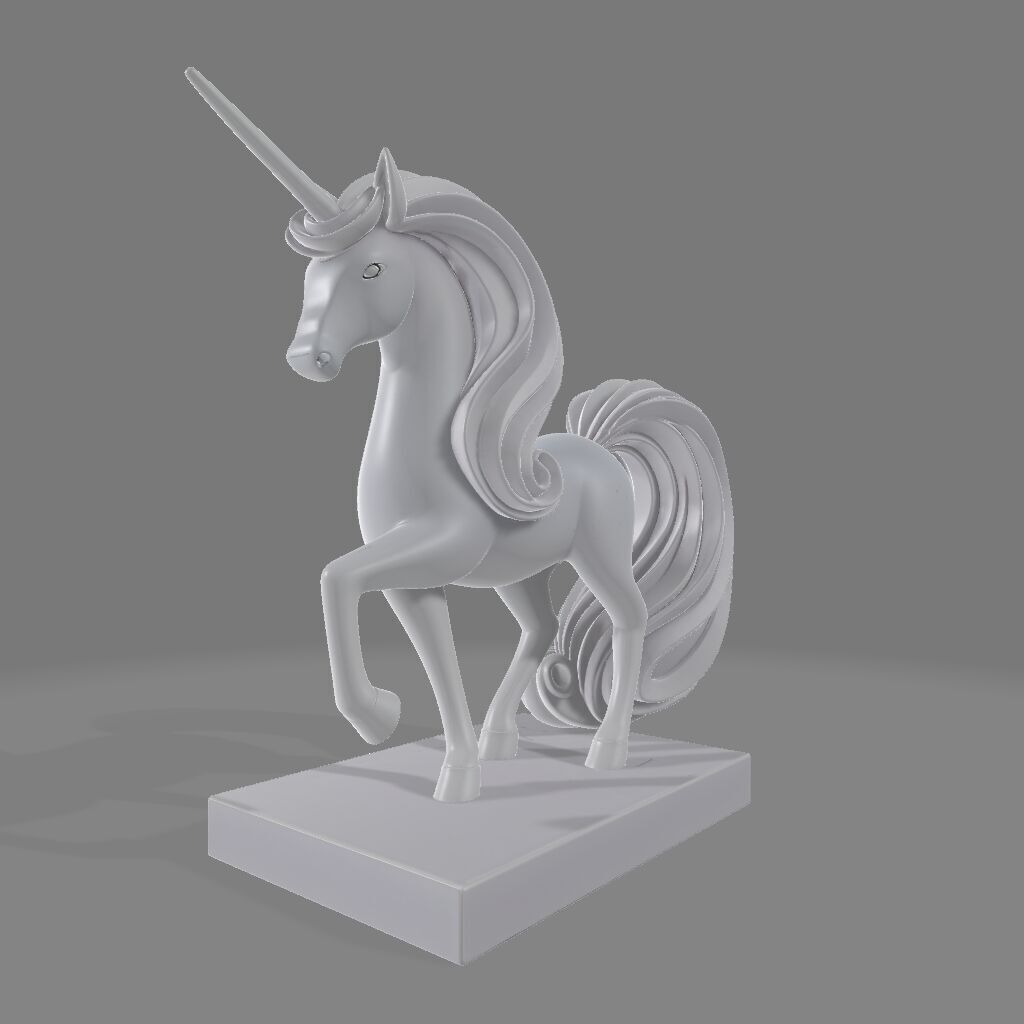 Minimalist Unicorn Statue Abstract 3D model_2