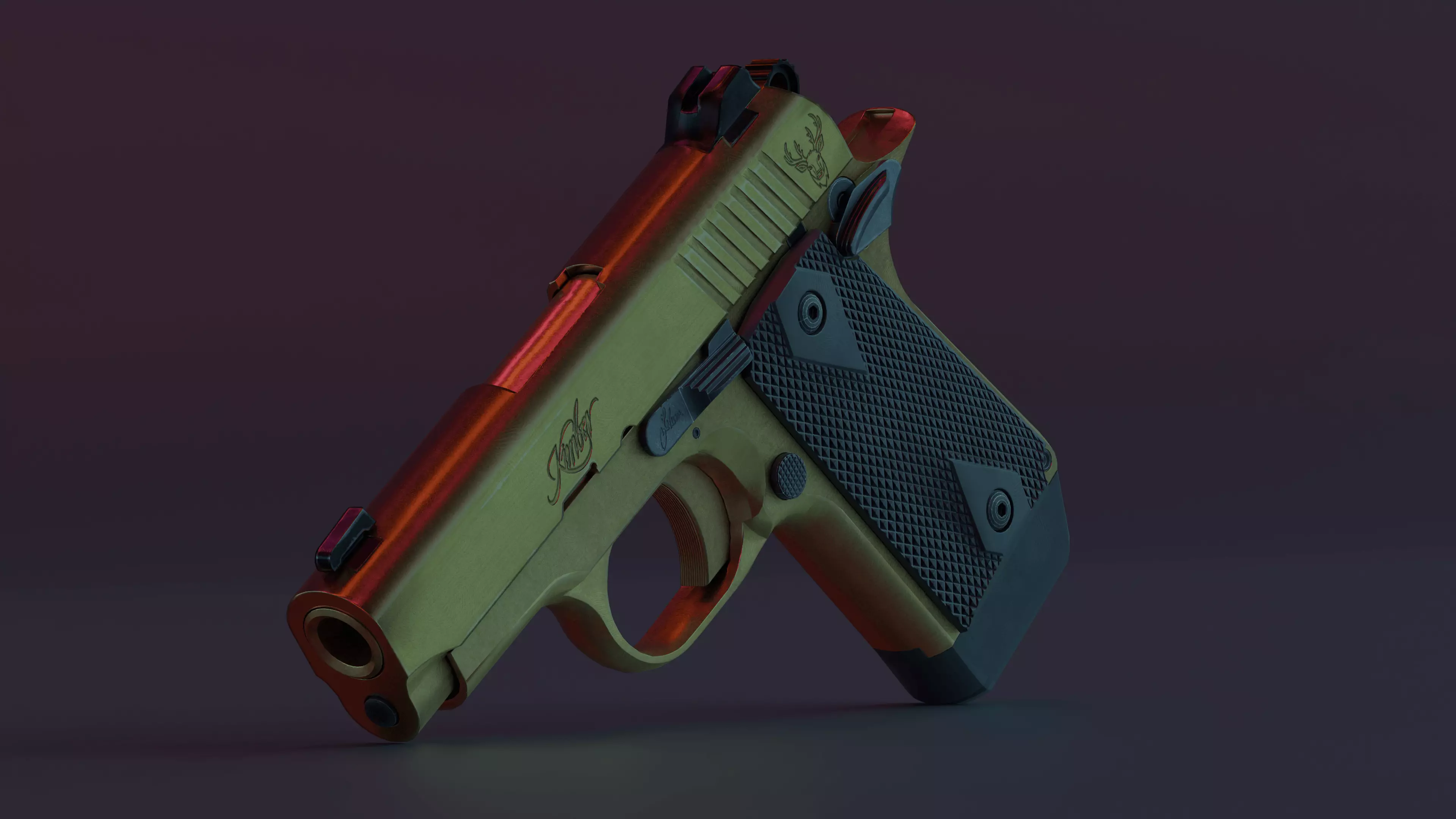 Kimber 9 pistol Full Set Low-poly 3D model_0