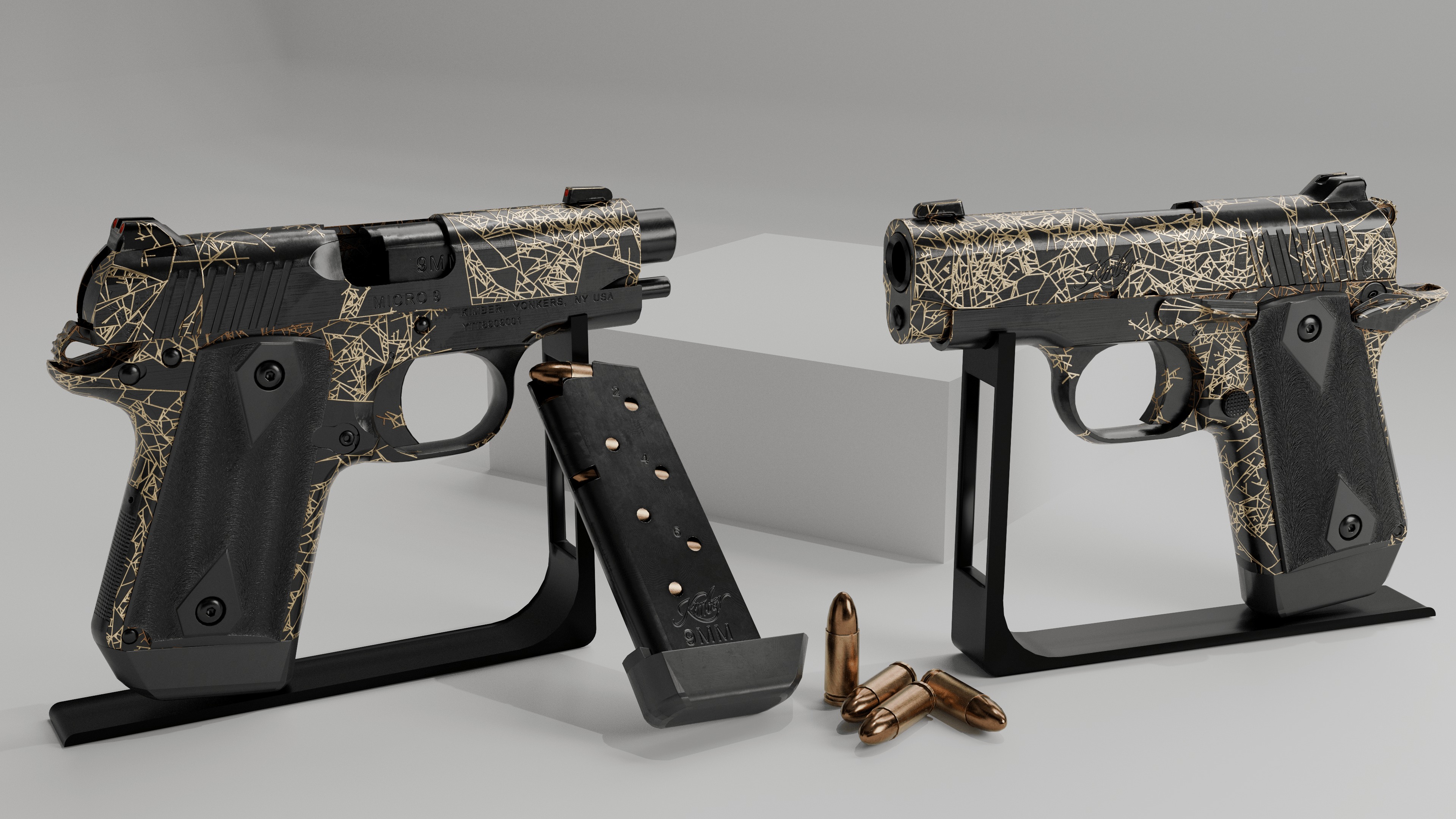 Kimber 9 pistol Full Set Low-poly 3D model_14