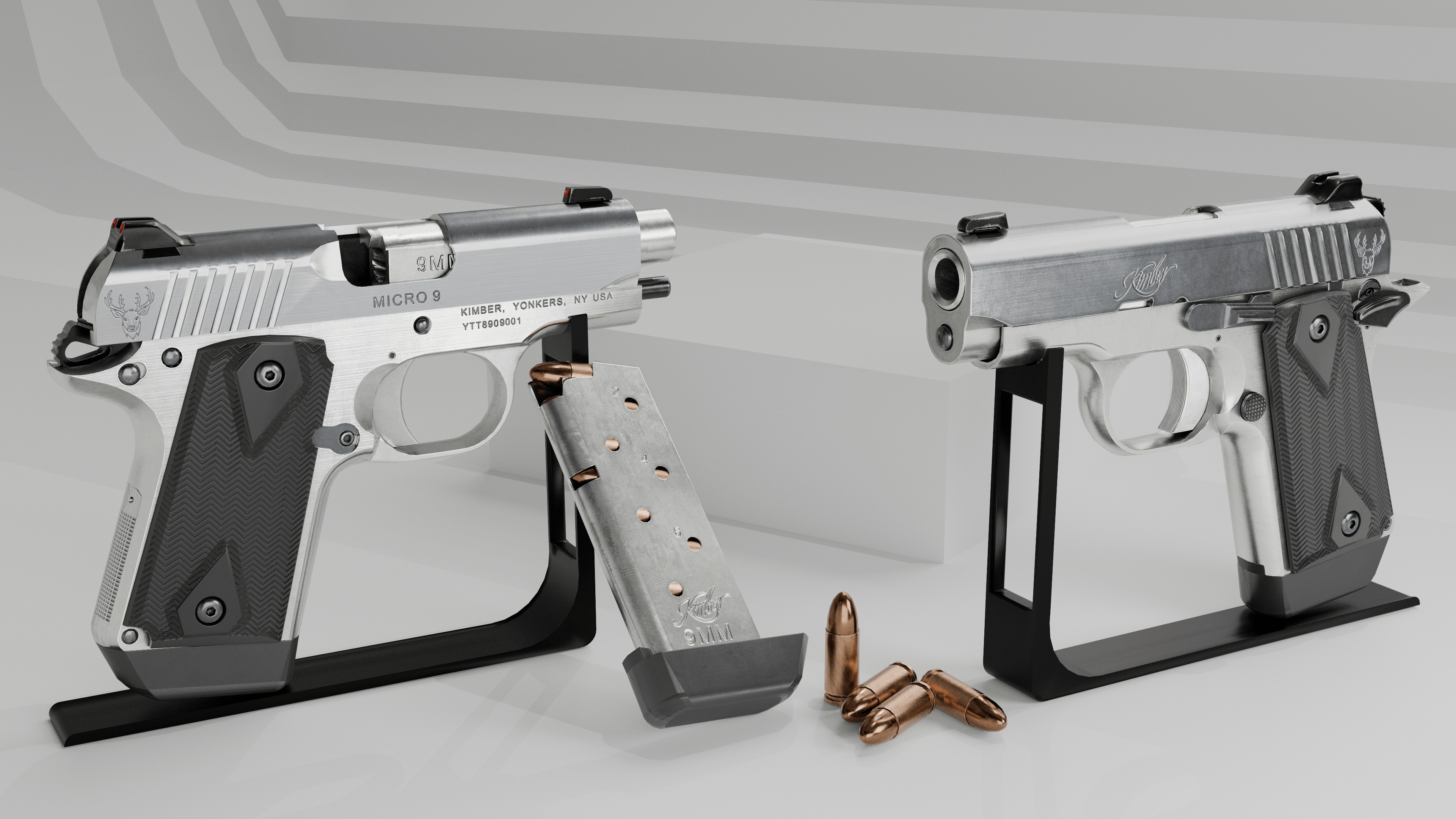 Kimber 9 pistol Full Set Low-poly 3D model_13