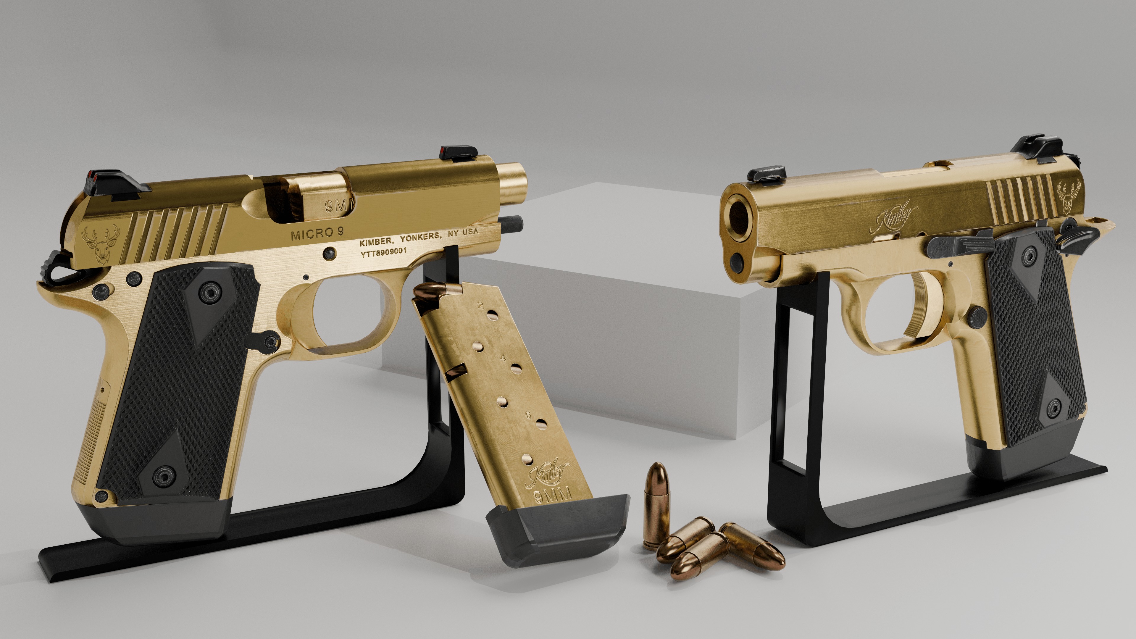 Kimber 9 pistol Full Set Low-poly 3D model_7