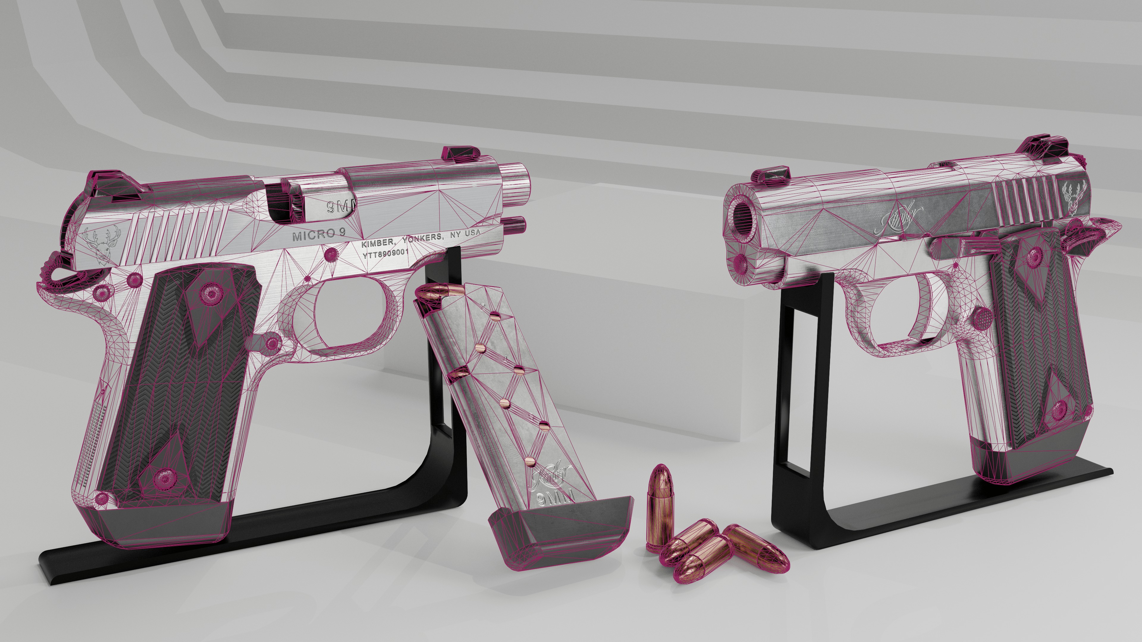 Kimber 9 pistol Full Set Low-poly 3D model_12