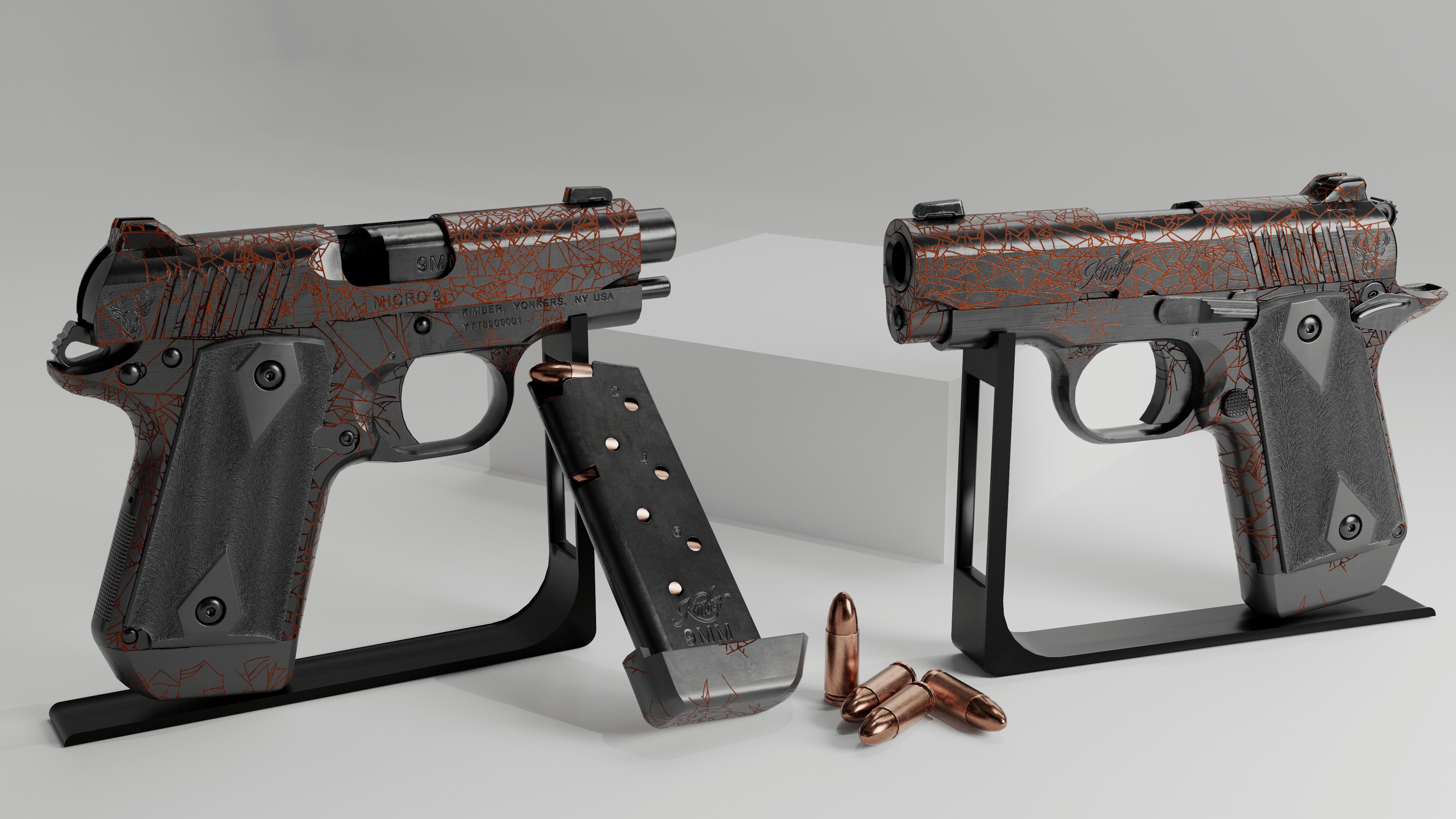 Kimber 9 pistol Full Set Low-poly 3D model_11