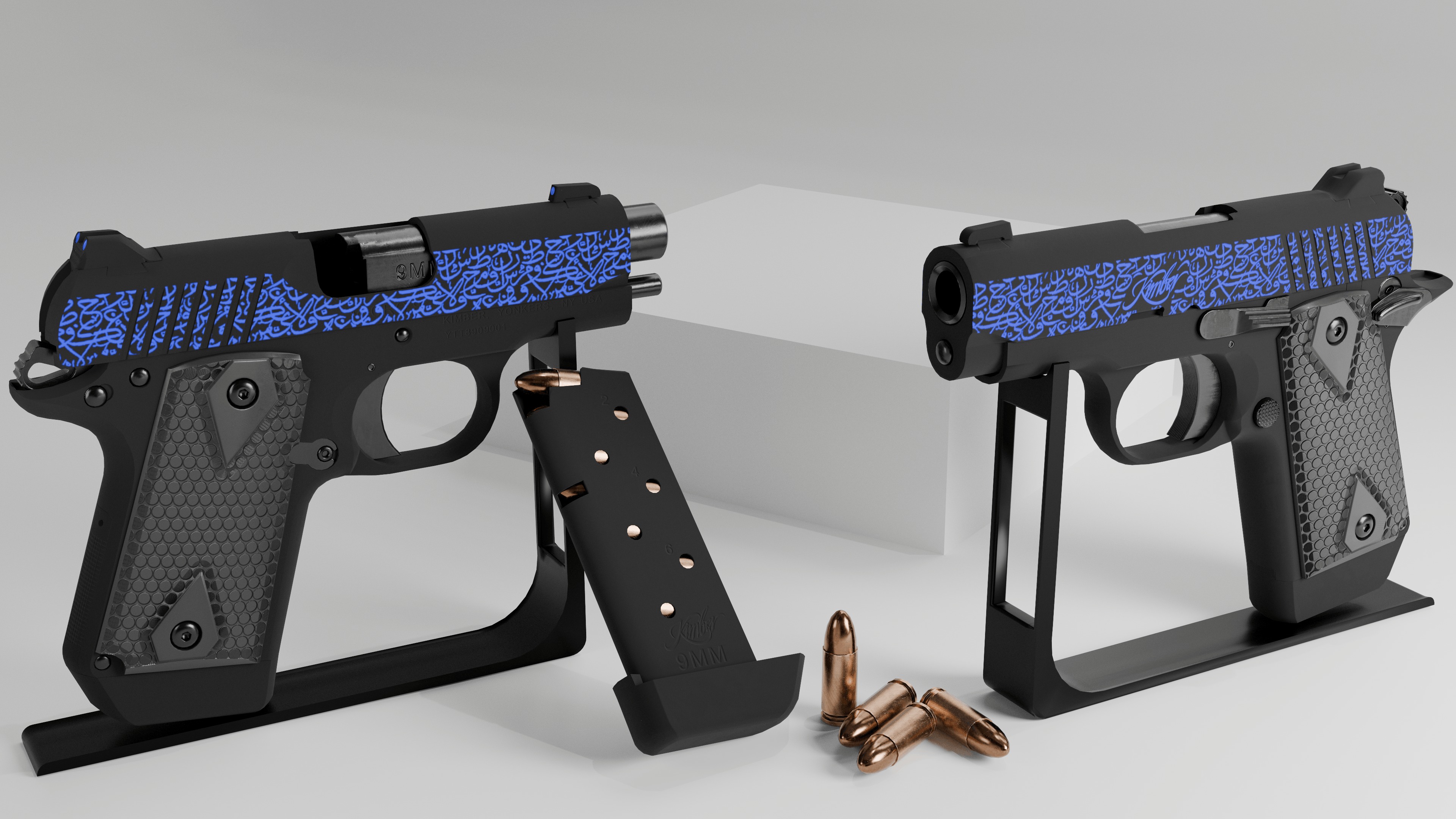 Kimber 9 pistol Full Set Low-poly 3D model_6