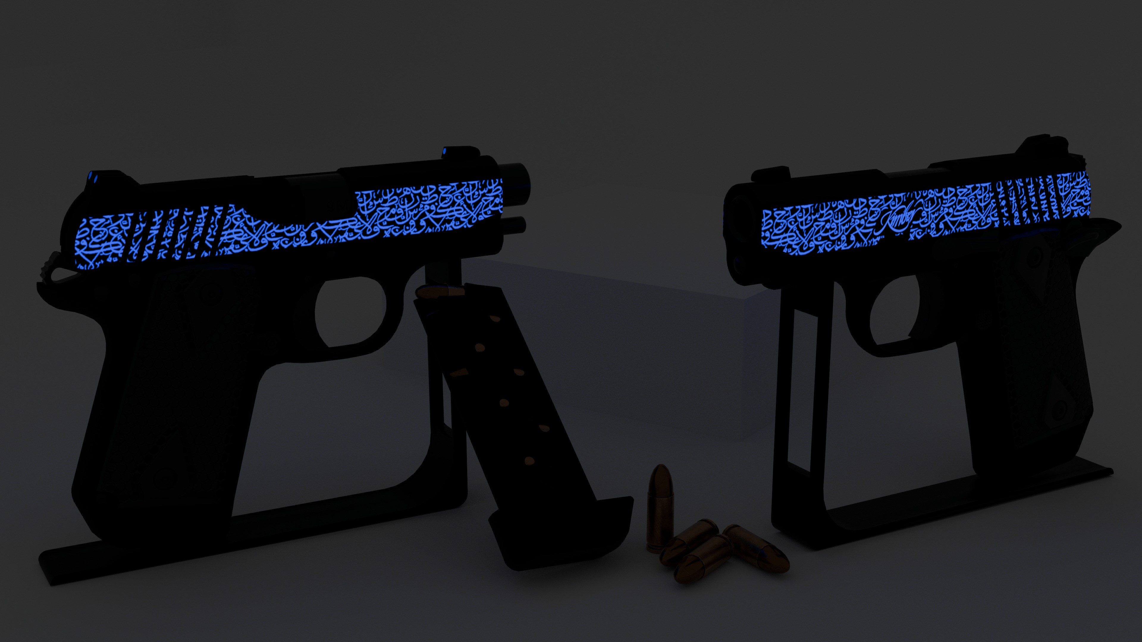 Kimber 9 pistol Full Set Low-poly 3D model_10