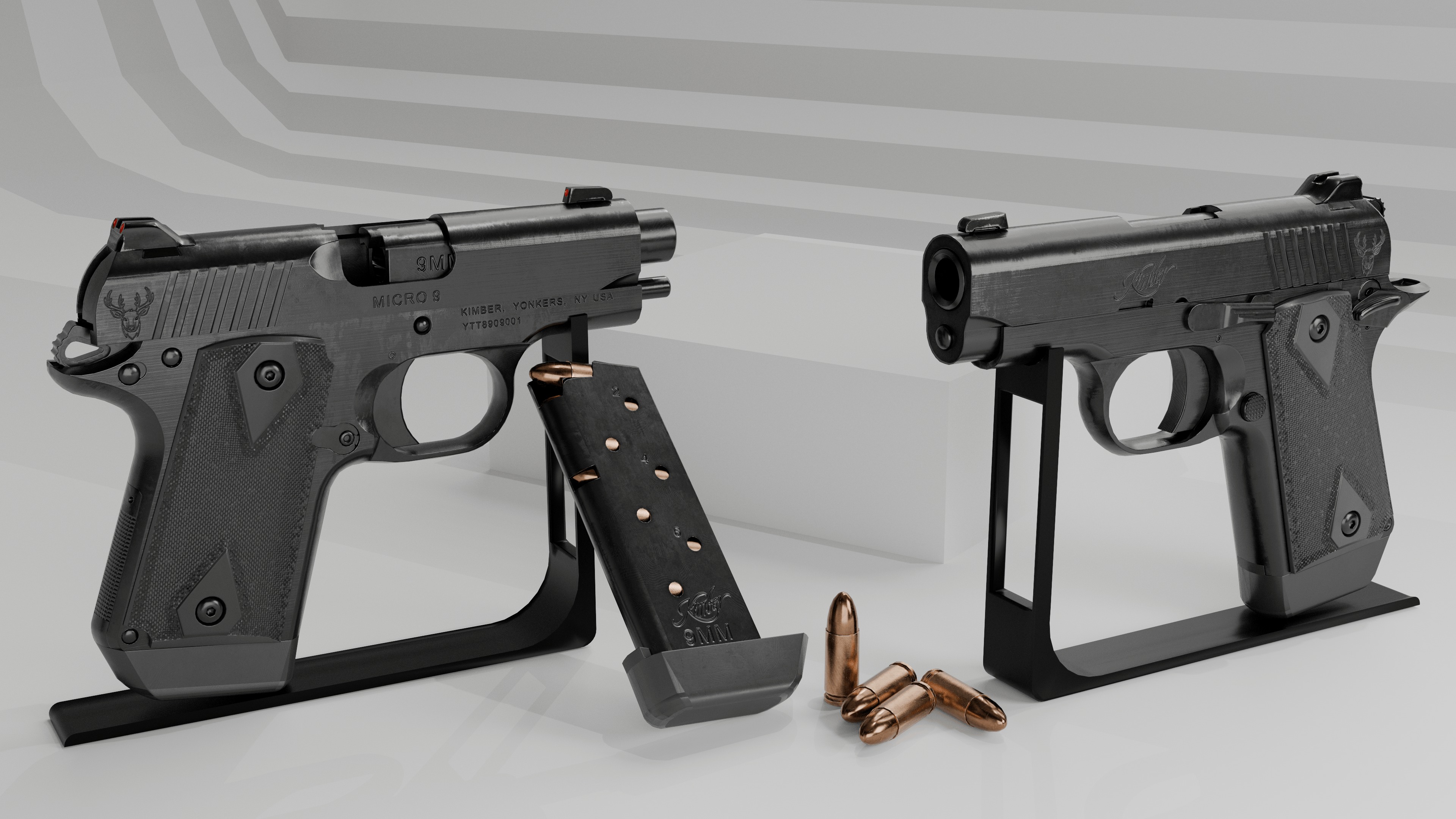Kimber 9 pistol Full Set Low-poly 3D model_9