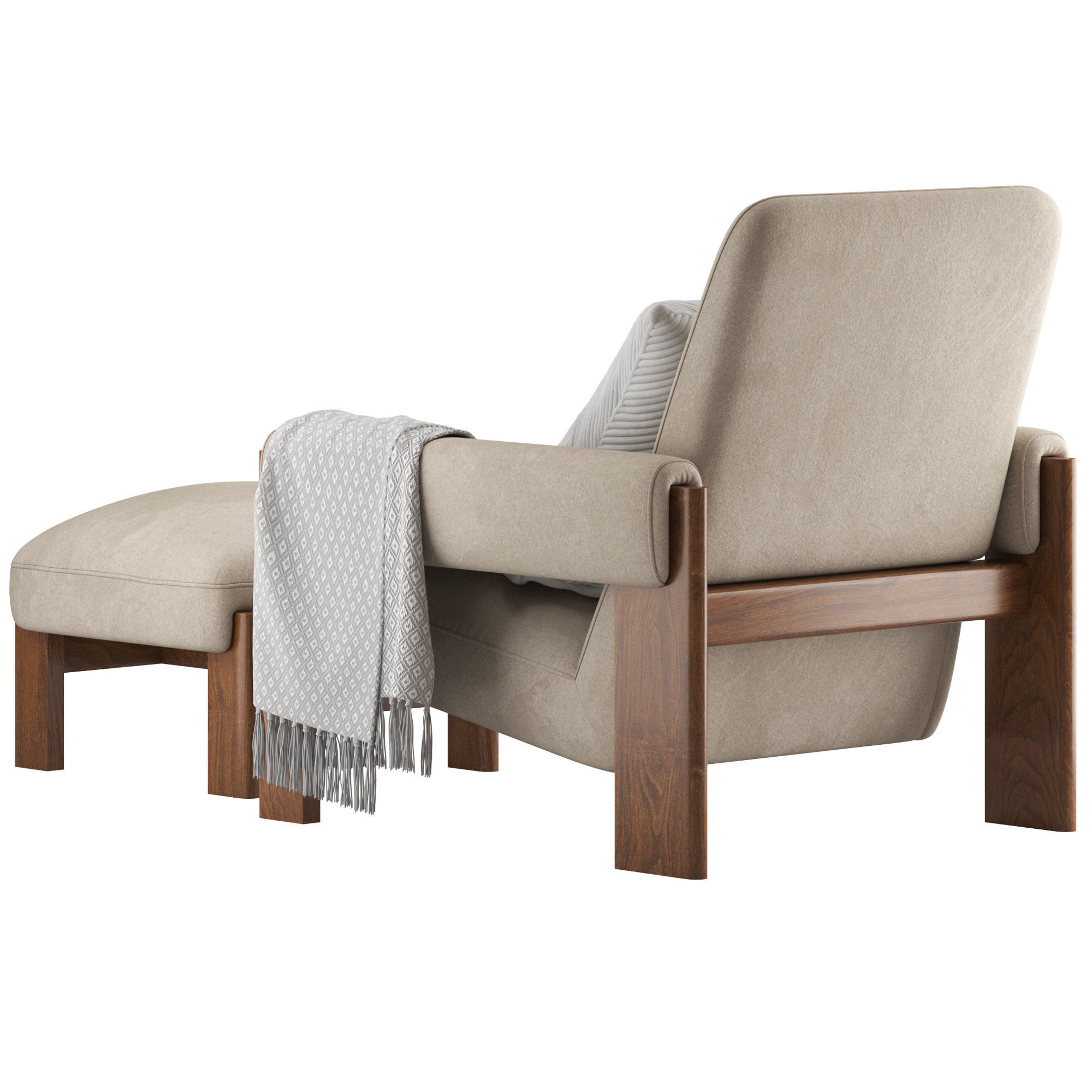 West Elm Nils Chair and Nils Ottoman 3D model_3