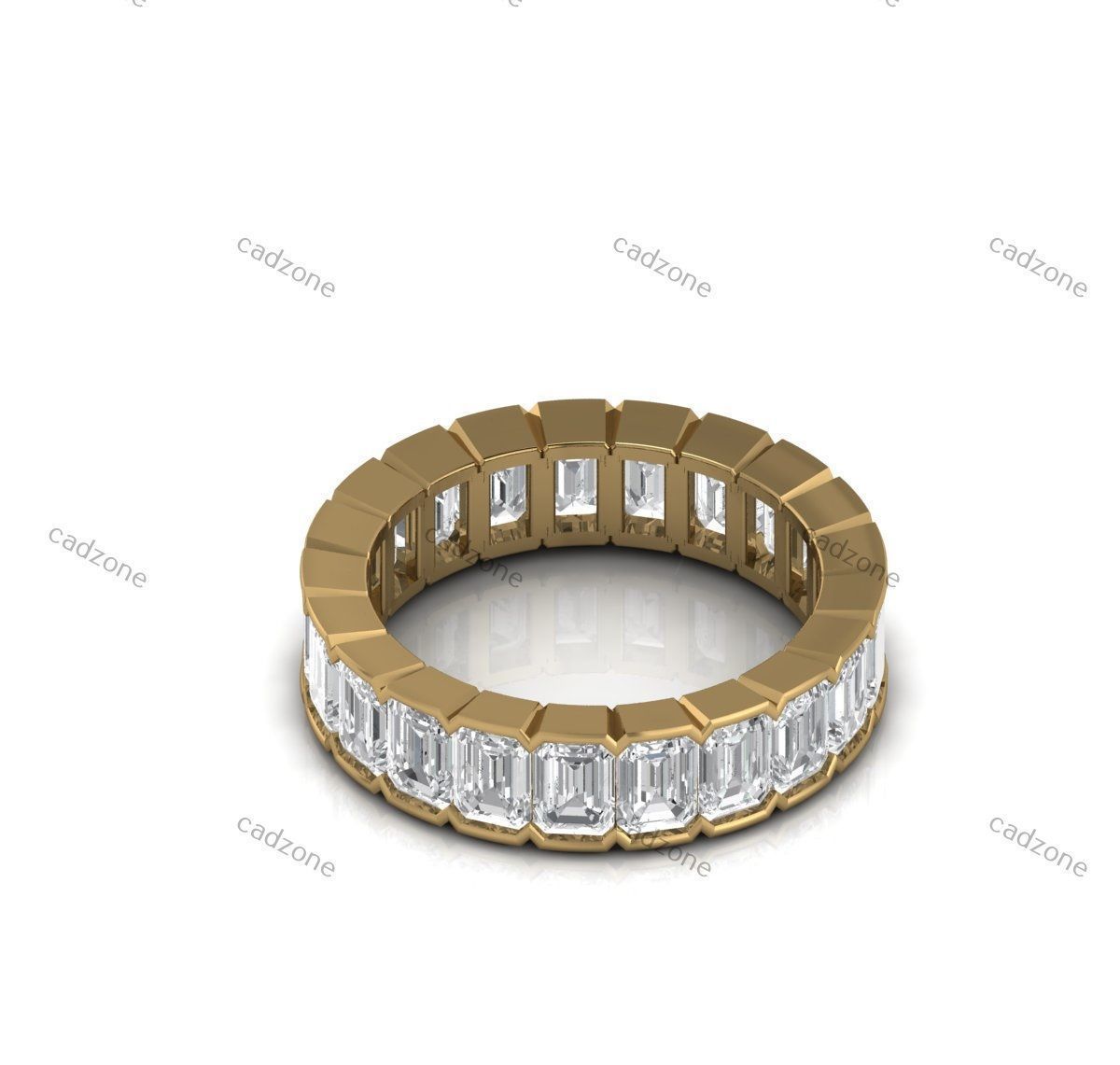 Emerald Cut Eternity Band Ring-3D Model 3D print model_1
