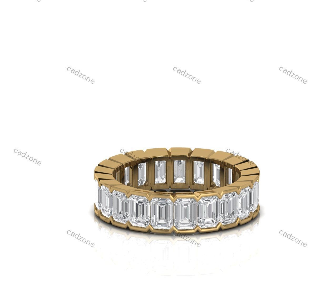 Emerald Cut Eternity Band Ring-3D Model 3D print model_2