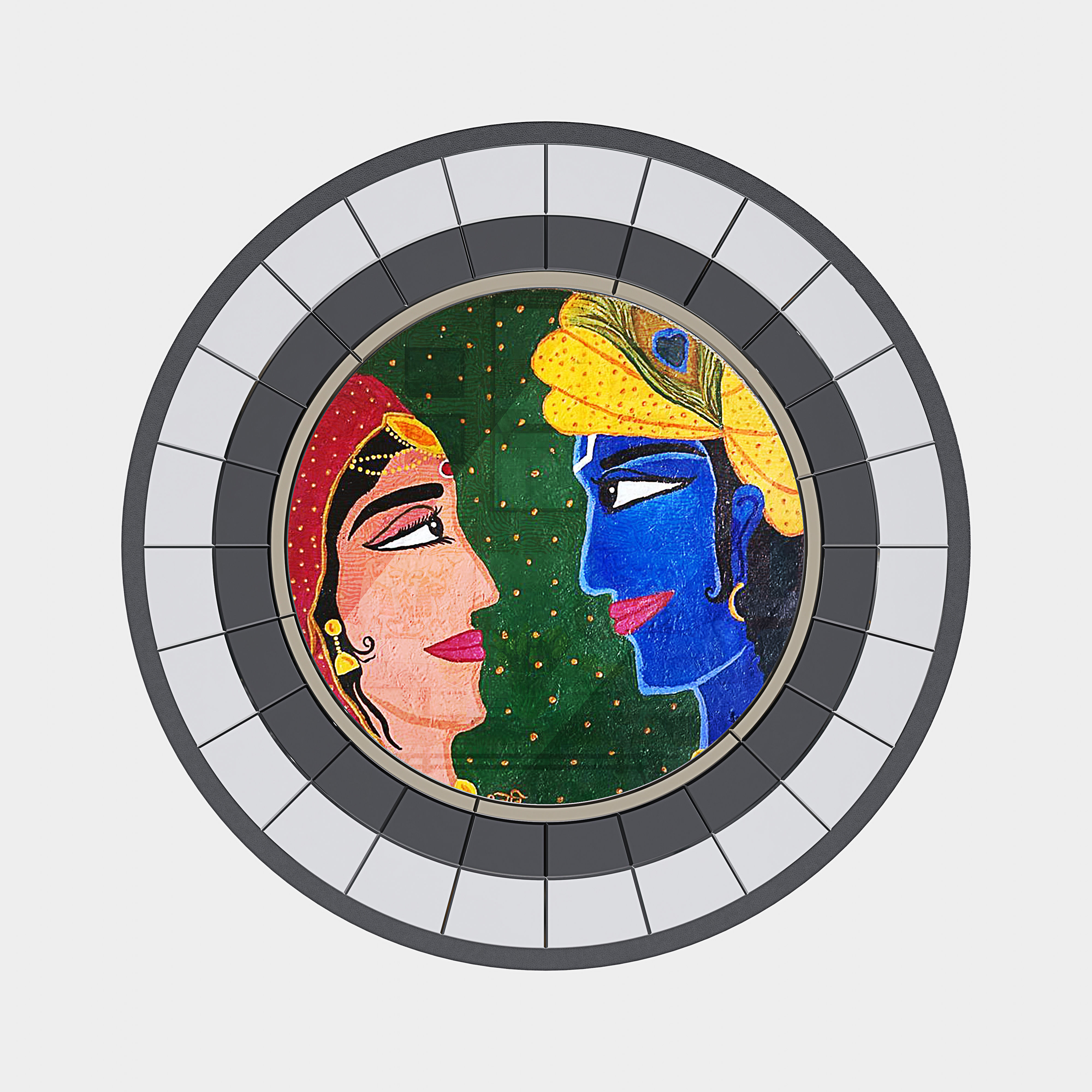 Romance Round Picture Frame Mirror 3D model_5