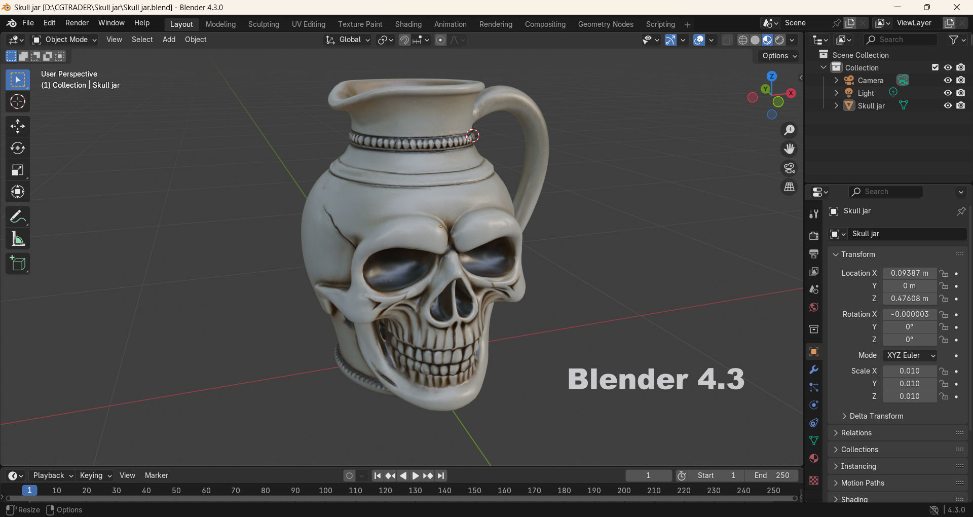 Skull jug Low-poly 3D model_12