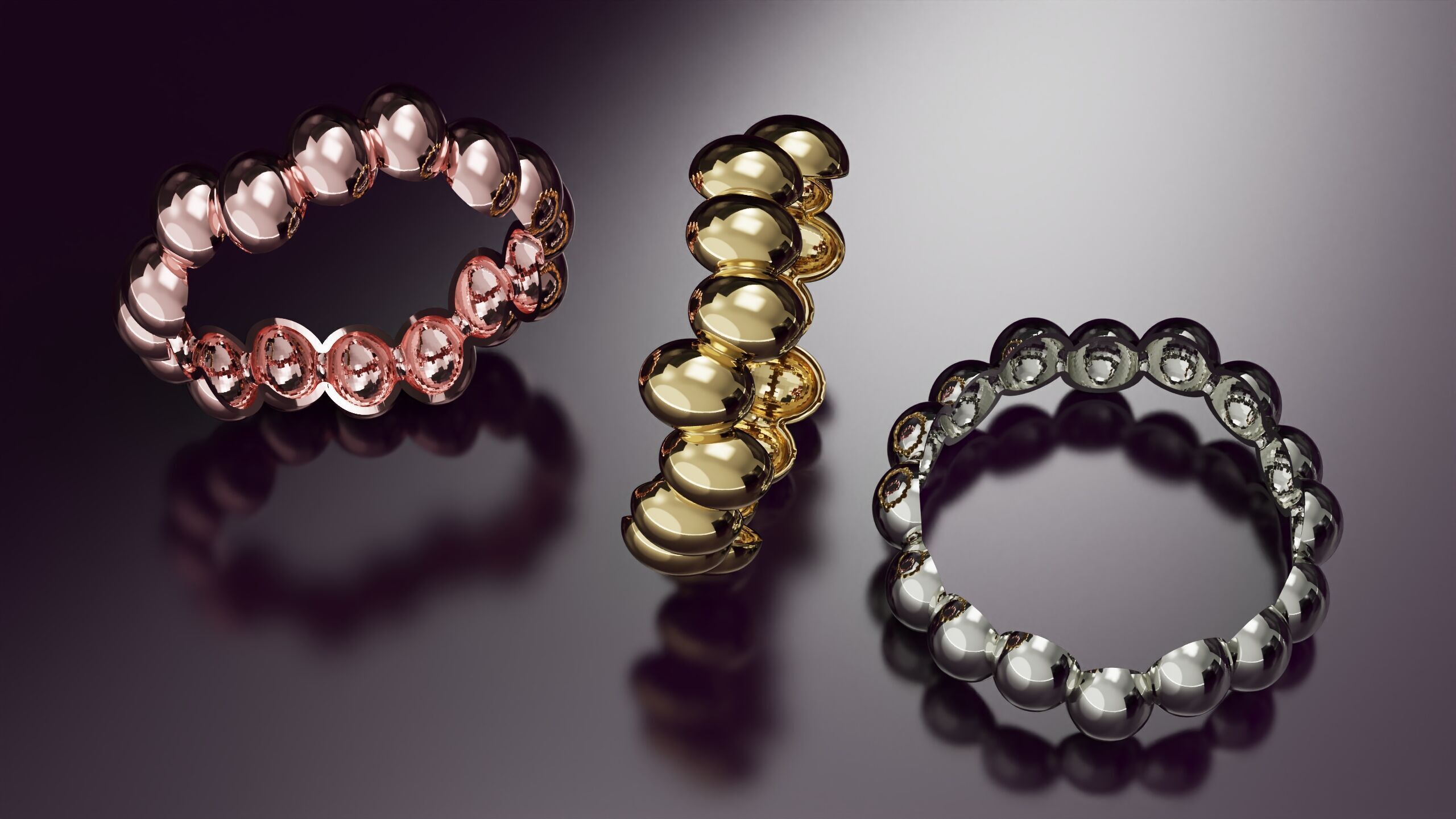free form bead band Ring N07 3D print model_4