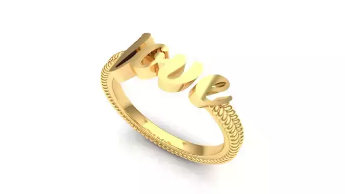 Rings solid no stone with text love 2025