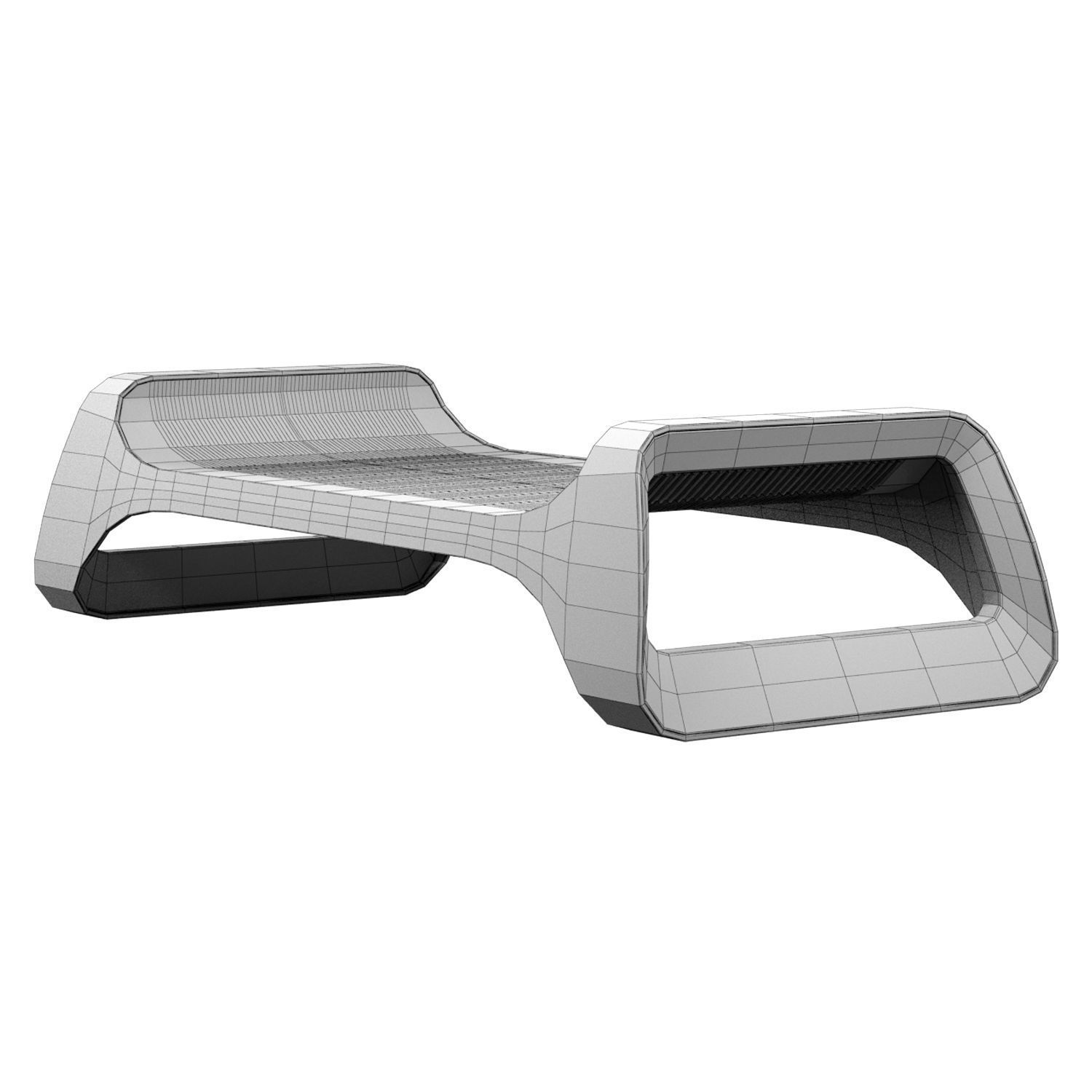 Futuristic Bench Low-poly 3D model_3