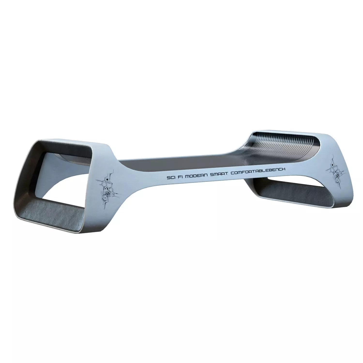 Futuristic Bench Low-poly 3D model_0