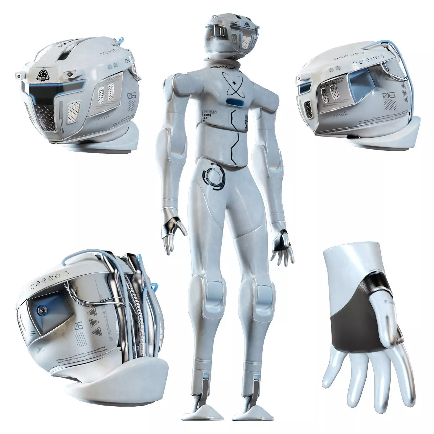 Futuristic Humanoid Robot Low-poly 3D model_0