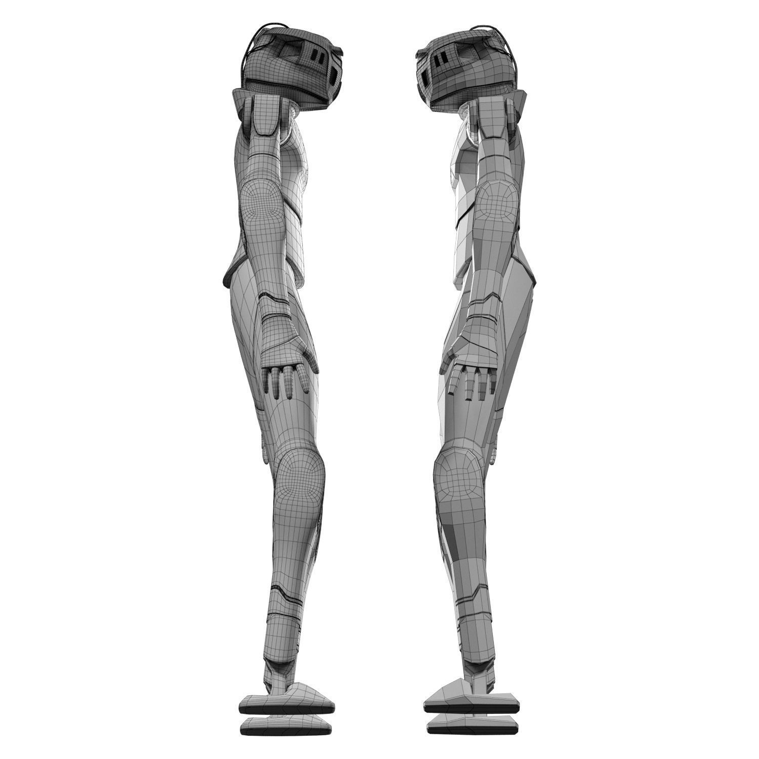 Futuristic Humanoid Robot Low-poly 3D model_4