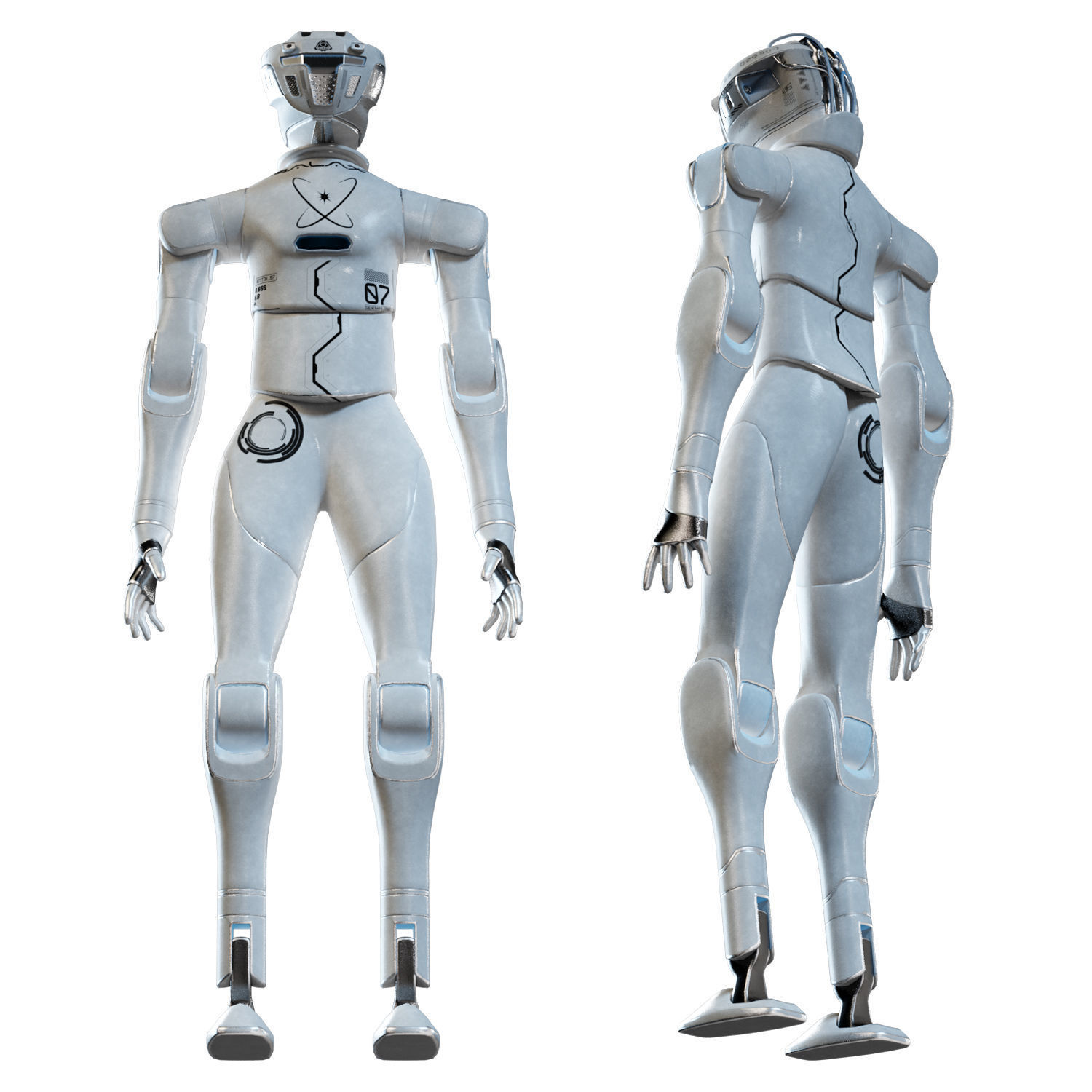 Futuristic Humanoid Robot Low-poly 3D model_1