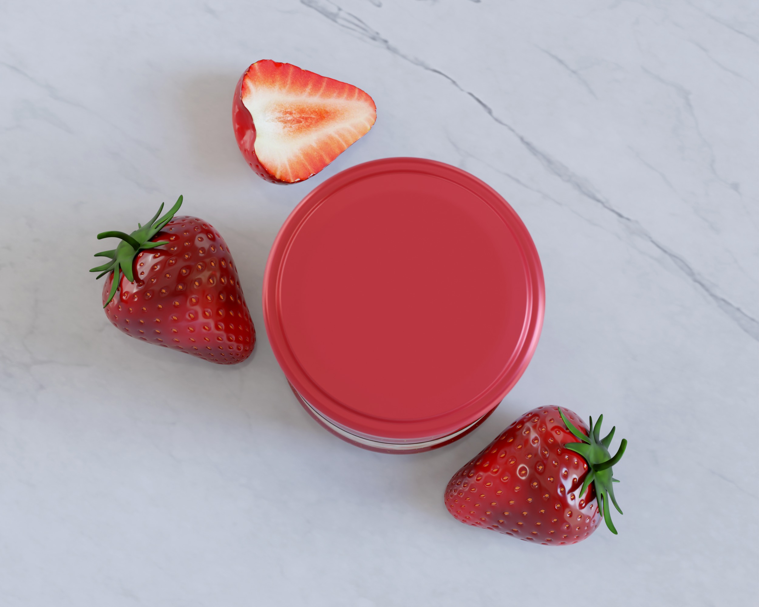Jam Paste Jar with strawberry 3D model_6