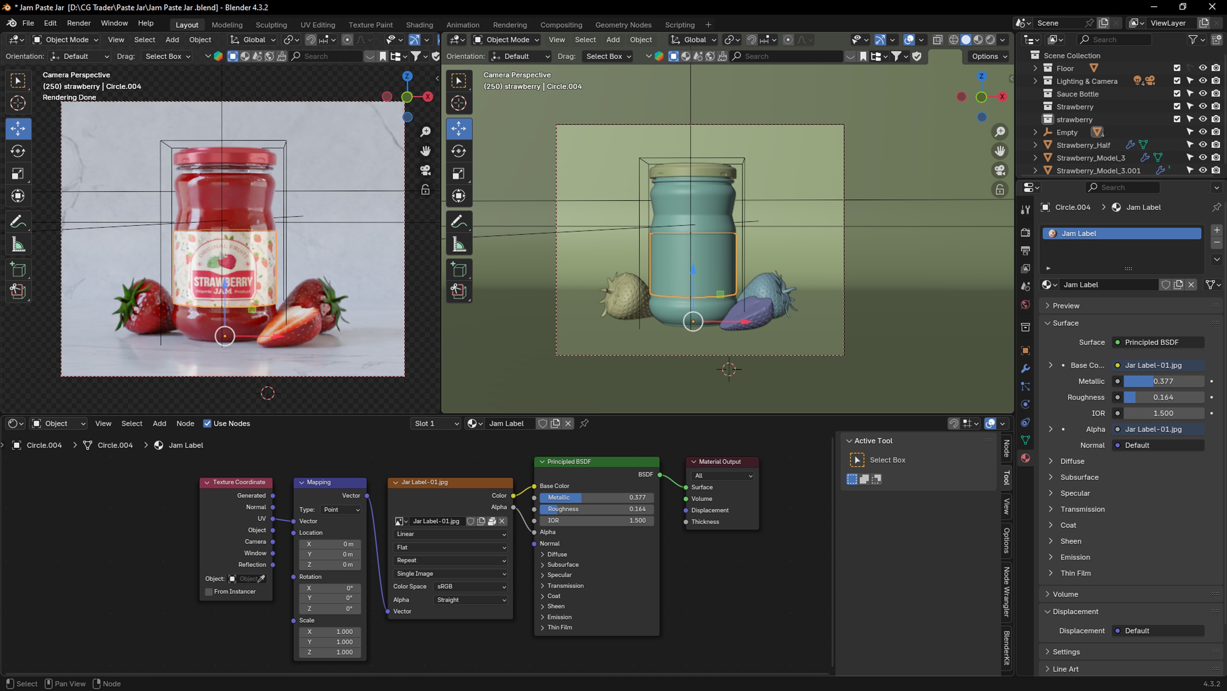 Jam Paste Jar with strawberry 3D model_8